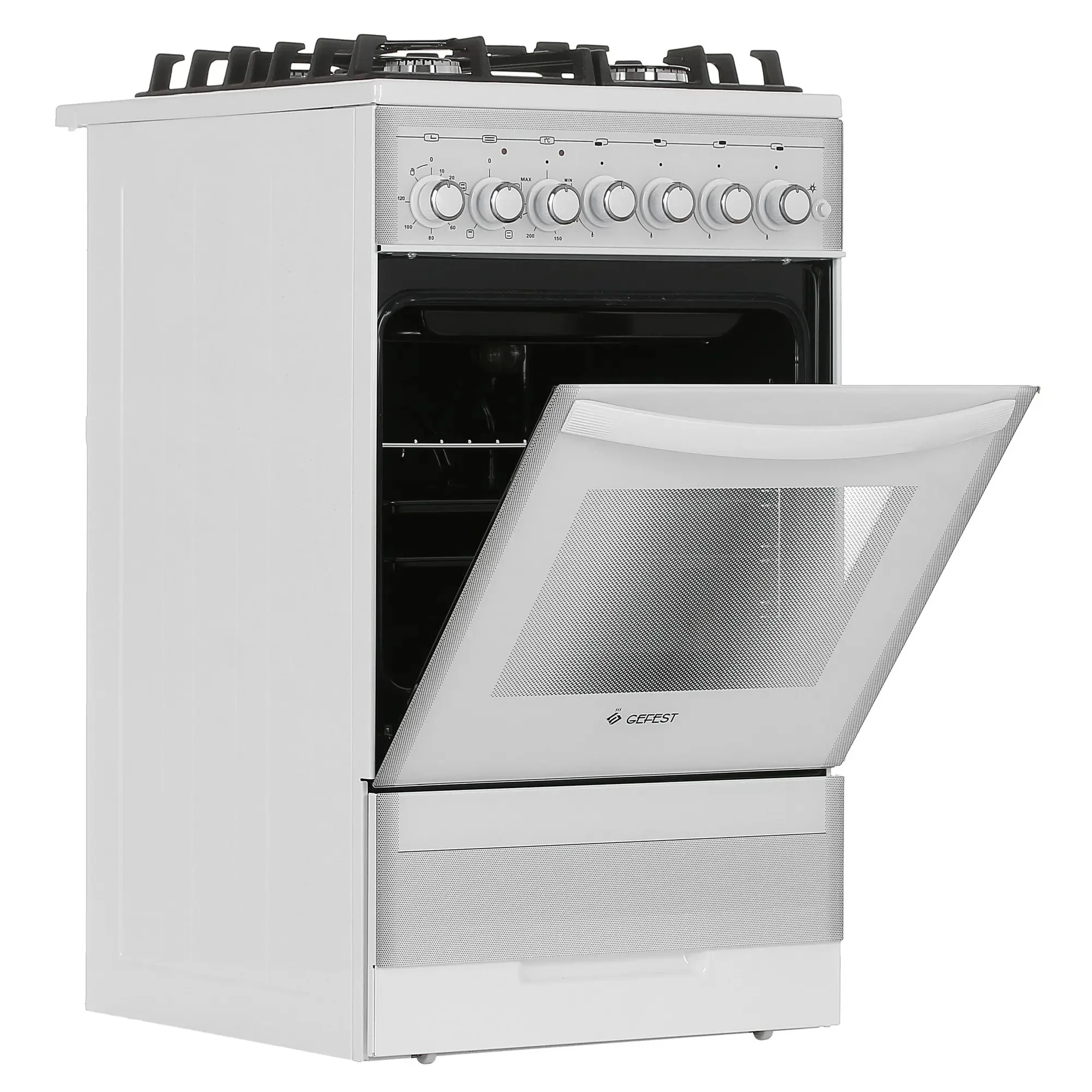 Плита комбинированная Gefest ПГЭ 5502-02 0042 50x85x58.5см белый реш.чугун, ручной (пьезо)