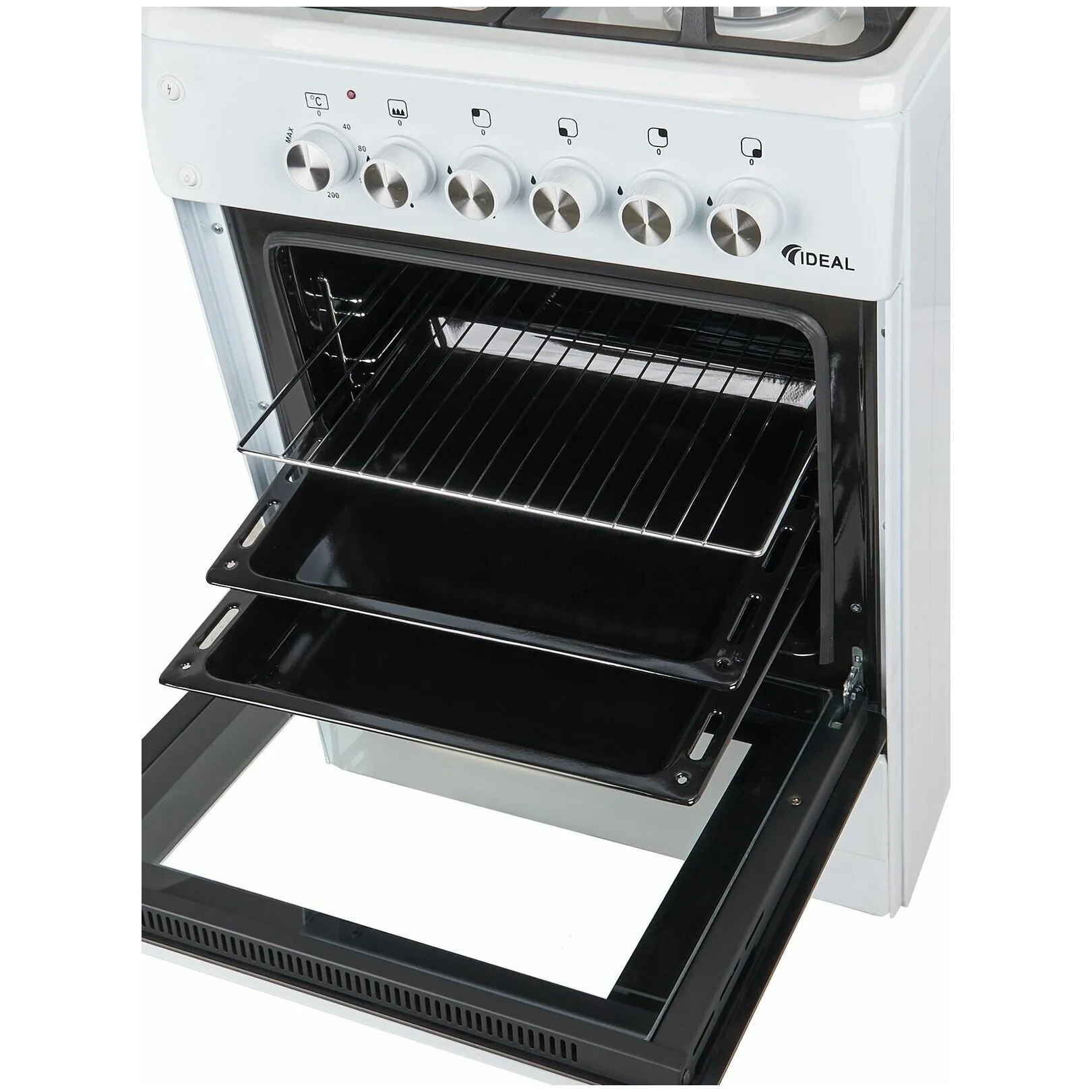 Плита комбинированная IDEAL  L 155 ГК чуг. белый 850х600х600, духовка 65 л, 4 конф,гриль, эл.под.