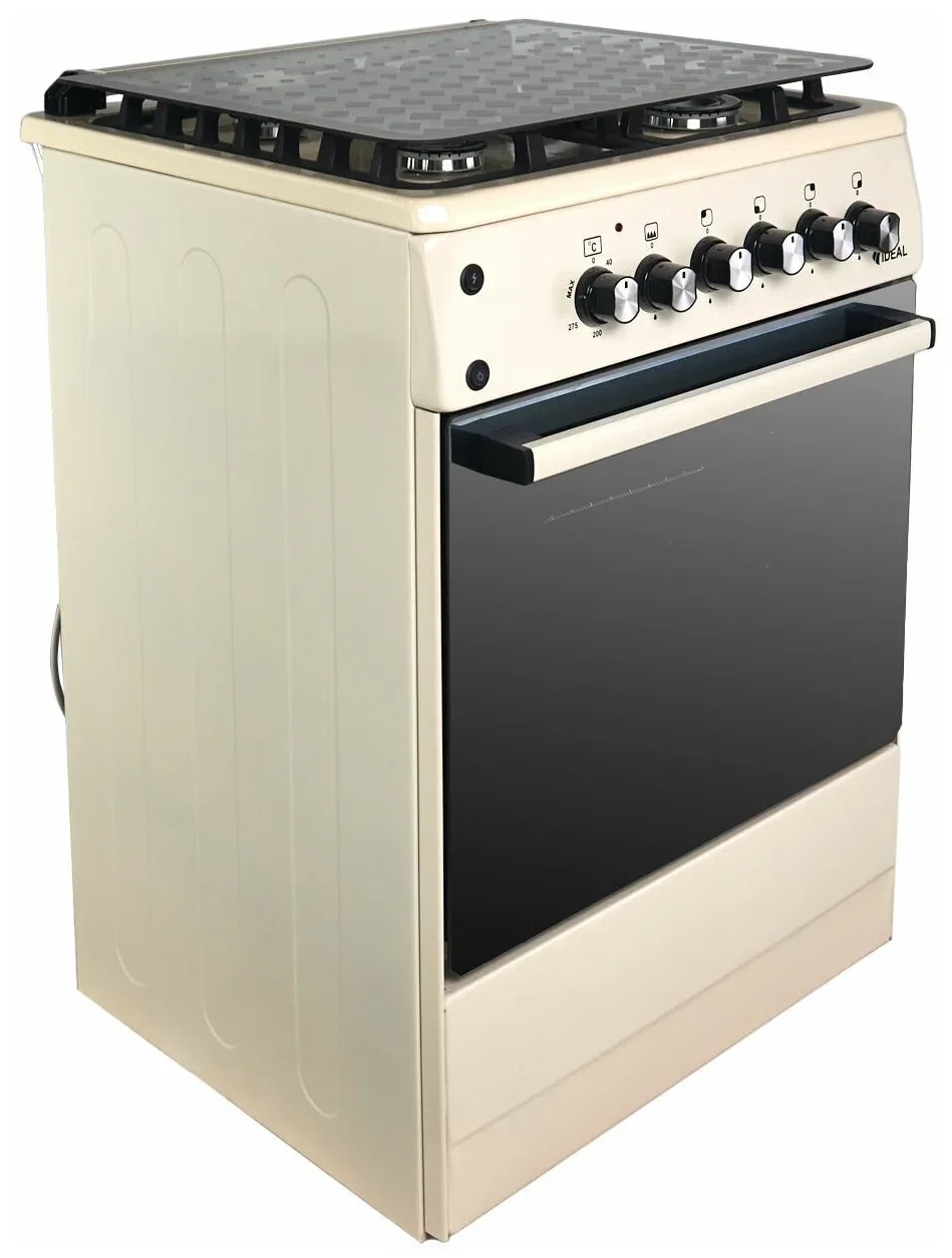 Плита комбинированная IDEAL  L 155 ГК чуг. белый 850х600х600, духовка 65 л, 4 конф,гриль, эл.под.