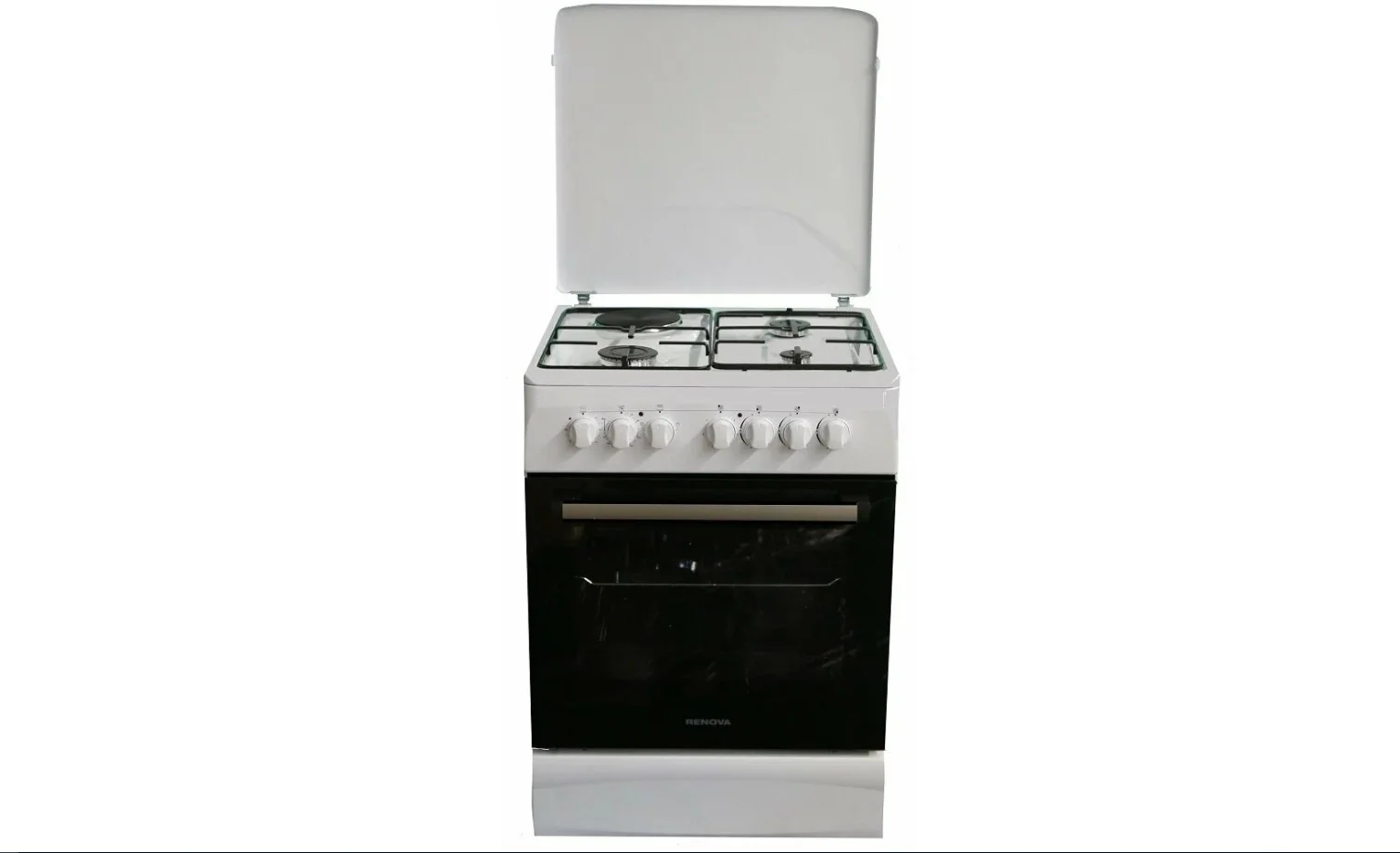 Плита комбинированная RENOVA SG6E-ICTDW бел, 60х60х85 см, эл.духовка70 л,газ-контрл.4 конф.
