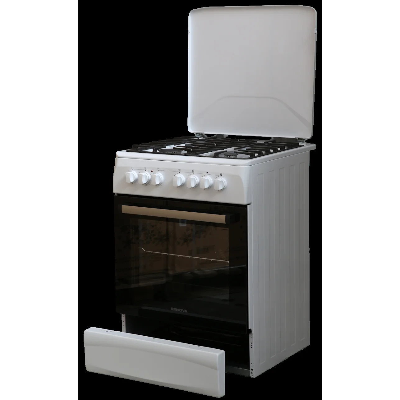 Плита комбинированная RENOVA SG6E-ICTDW бел, 60х60х85 см, эл.духовка70 л,газ-контрл.4 конф.