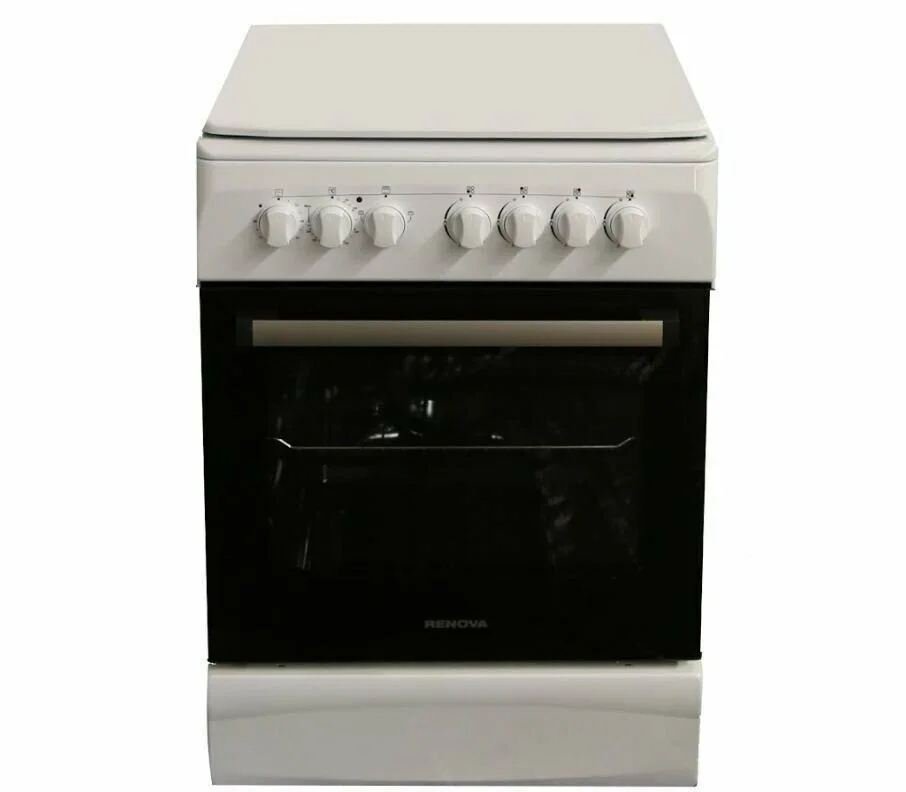 Плита комбинированная RENOVA SG6E-TDW белая,60х60х85 см, эл.духовка 70 л,4 конфорки,эл.поджиг