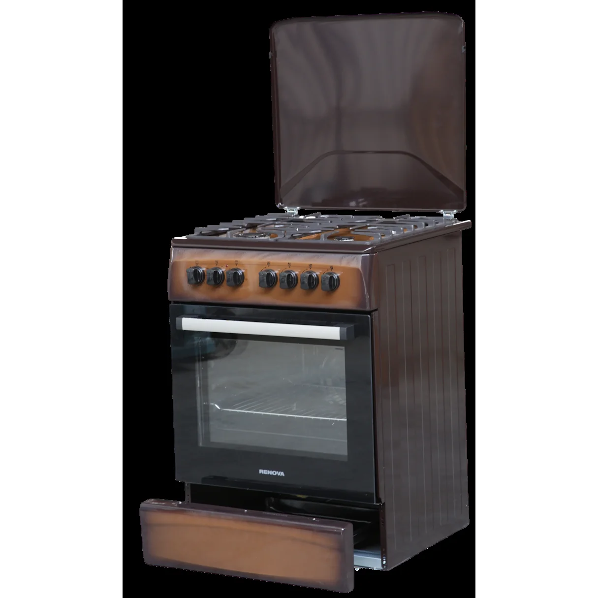 Плита комбинированная RENOVA SG6E-W(ICTFDX) 60х60х85 эл дух 70л, конвектор, ГК конфорок, чугун