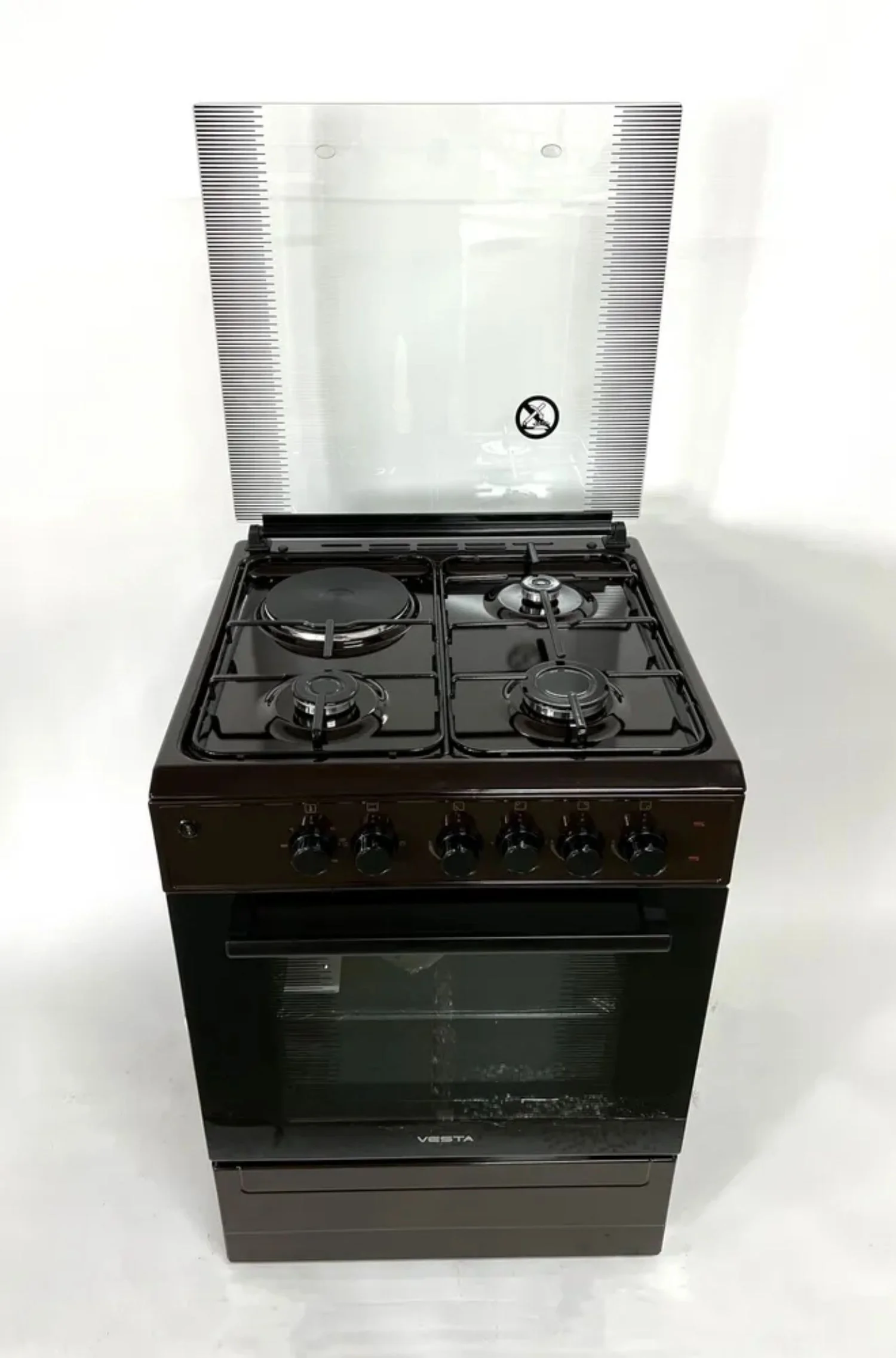 Плита комбинированная VESTA Valencia VGE 10-E ГК Коричневый Ex 85x60x60 см. дух 65 л.полный Газ конт