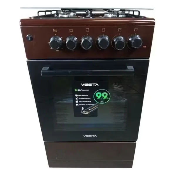Плита комбинированная VESTA Valencia VGE 50 10-E ГК Коричневый Ex 85x50x70 см дух 53 л эл. поджиг