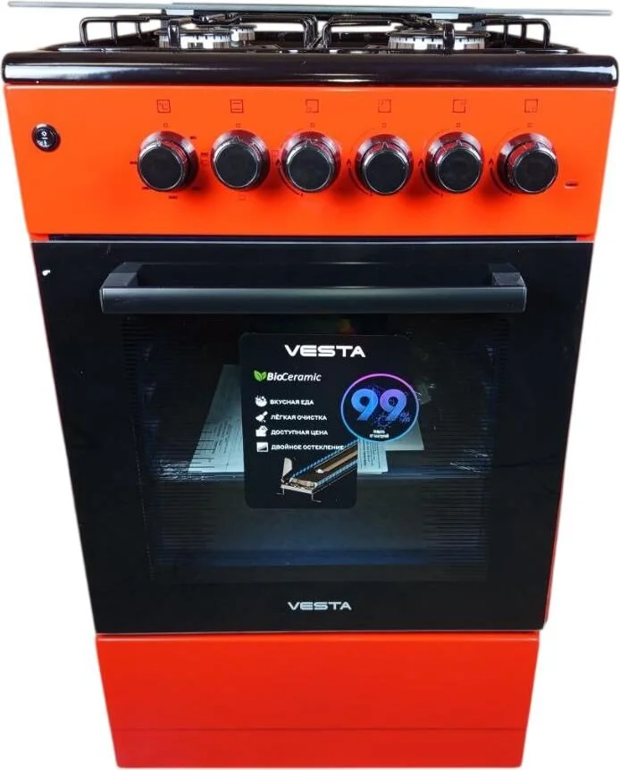 Плита комбинированная VESTA Valencia VGE 50 10-E Красный ГК 85x50x57 см LED дух. 65 л.