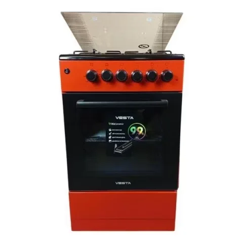 Плита комбинированная VESTA Valencia VGE 50 10-E Красный ГК 85x50x57 см LED дух. 65 л.