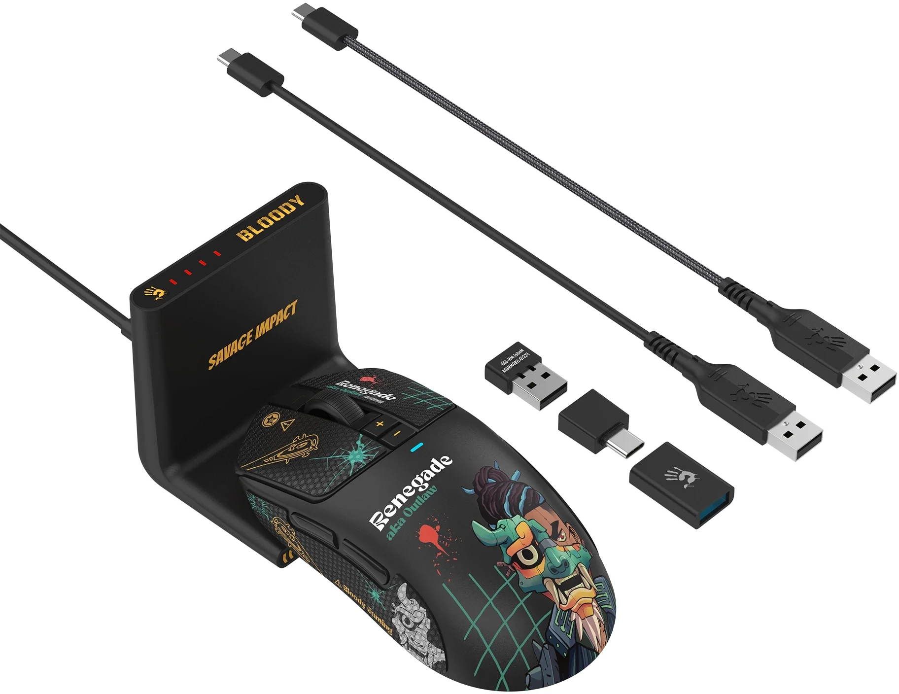 Мышь беспроводная/проводная A4Tech Bloody R72 Pro Duo черный, 26000 dpi, радиоканал, USB/USB-C, кнопки - 7