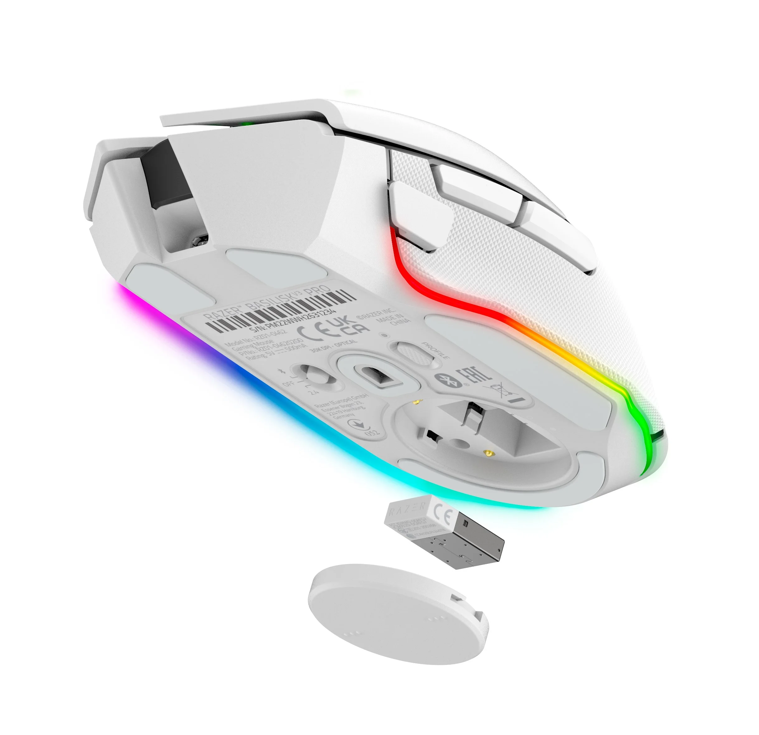 Мышь беспроводная/проводная Razer Basilisk V3 Pro 35K белый, 35000 dpi, радиоканал, Bluetooth, USB, кнопки - 11