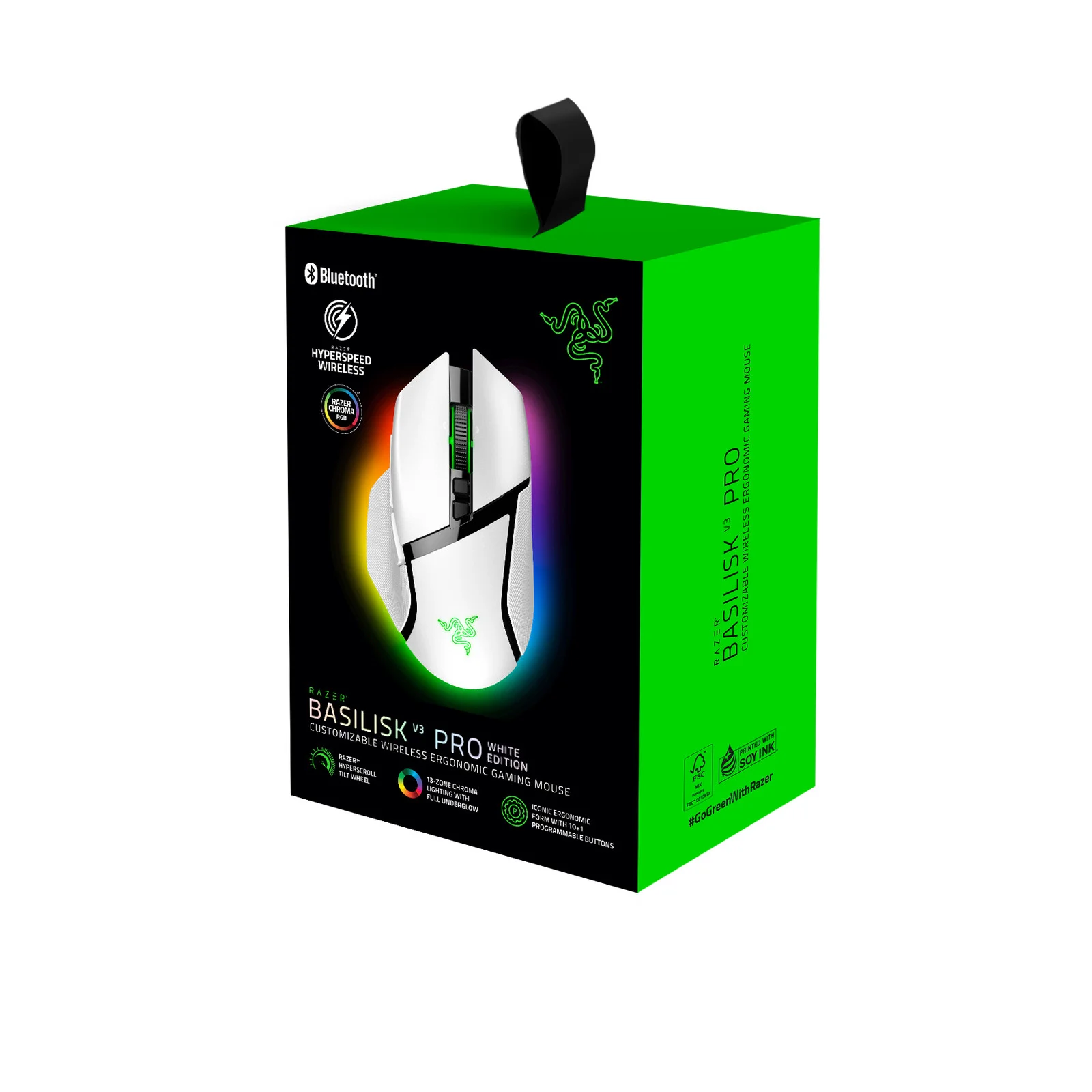 Мышь беспроводная/проводная Razer Basilisk V3 Pro 35K белый, 35000 dpi, радиоканал, Bluetooth, USB, кнопки - 11