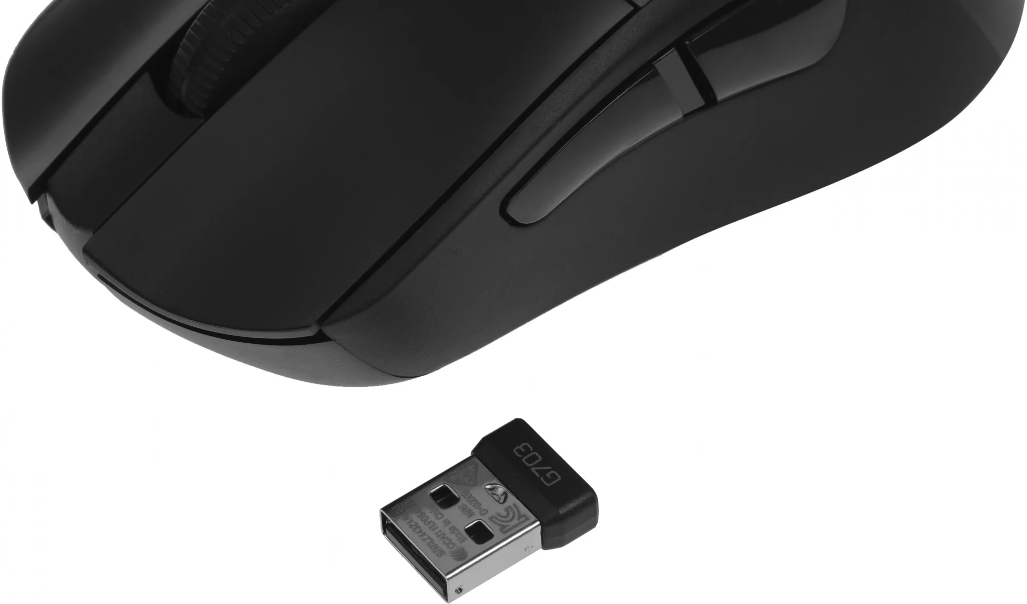 Мышь игровая Logitech G703 Lightspeed черная, сенсор 100-25600dpi (Hero25K), беспроводная 2.4GHz + USB 1,8м, 5 программируемых кнопок + колесо прокрут