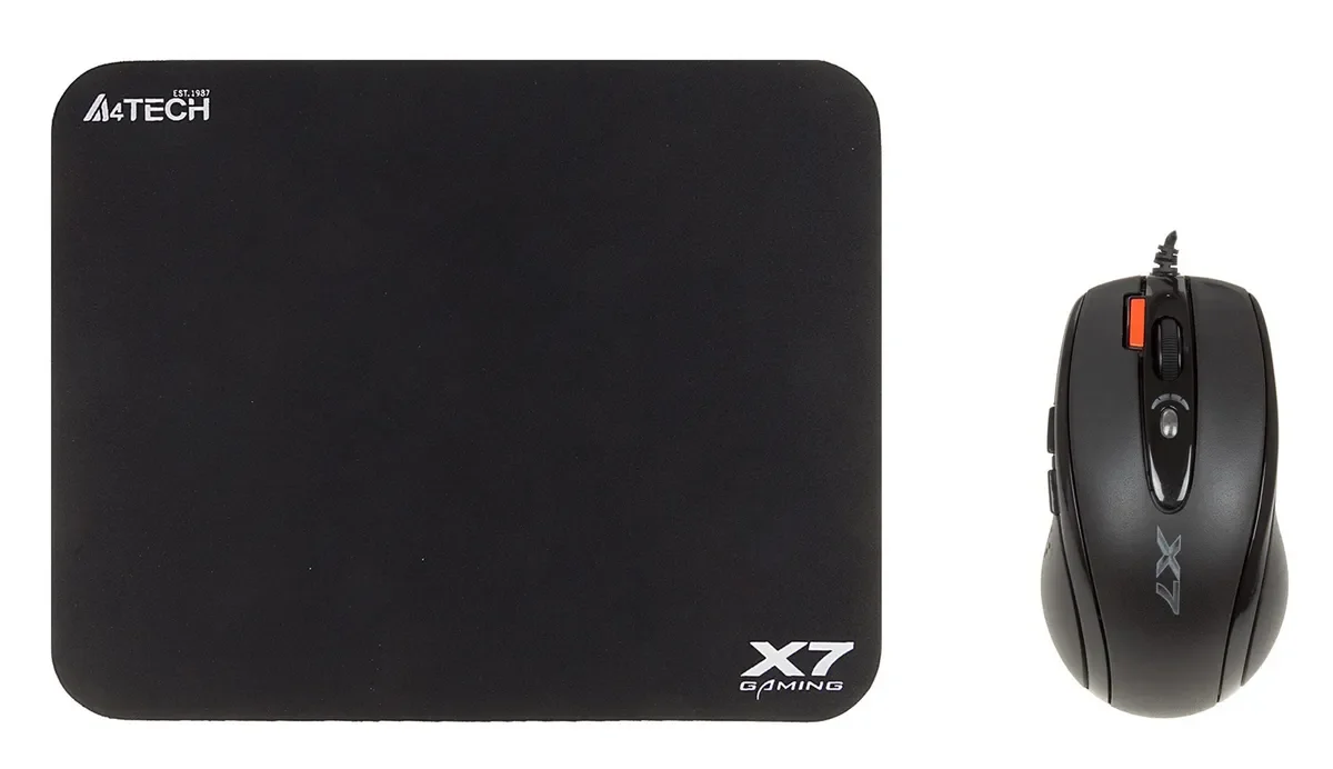 Мышь проводная + коврик A4Tech X-7120 черный, 2000 dpi, USB, кнопки - 7
