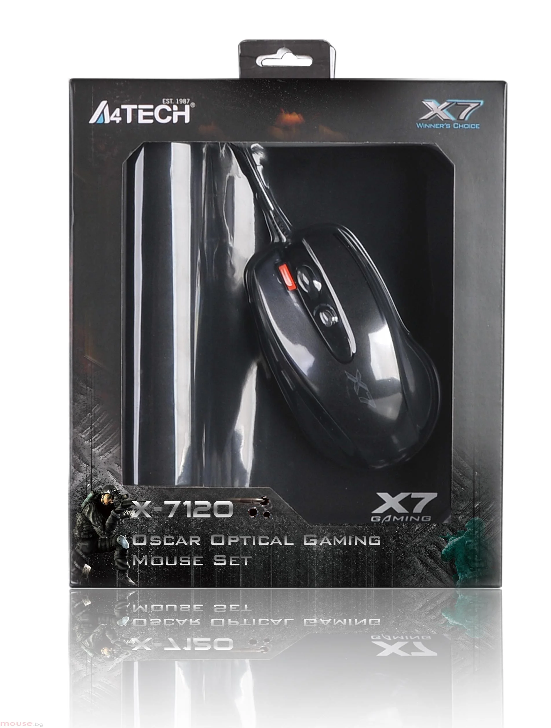 Мышь проводная + коврик A4Tech X-7120 черный, 2000 dpi, USB, кнопки - 7