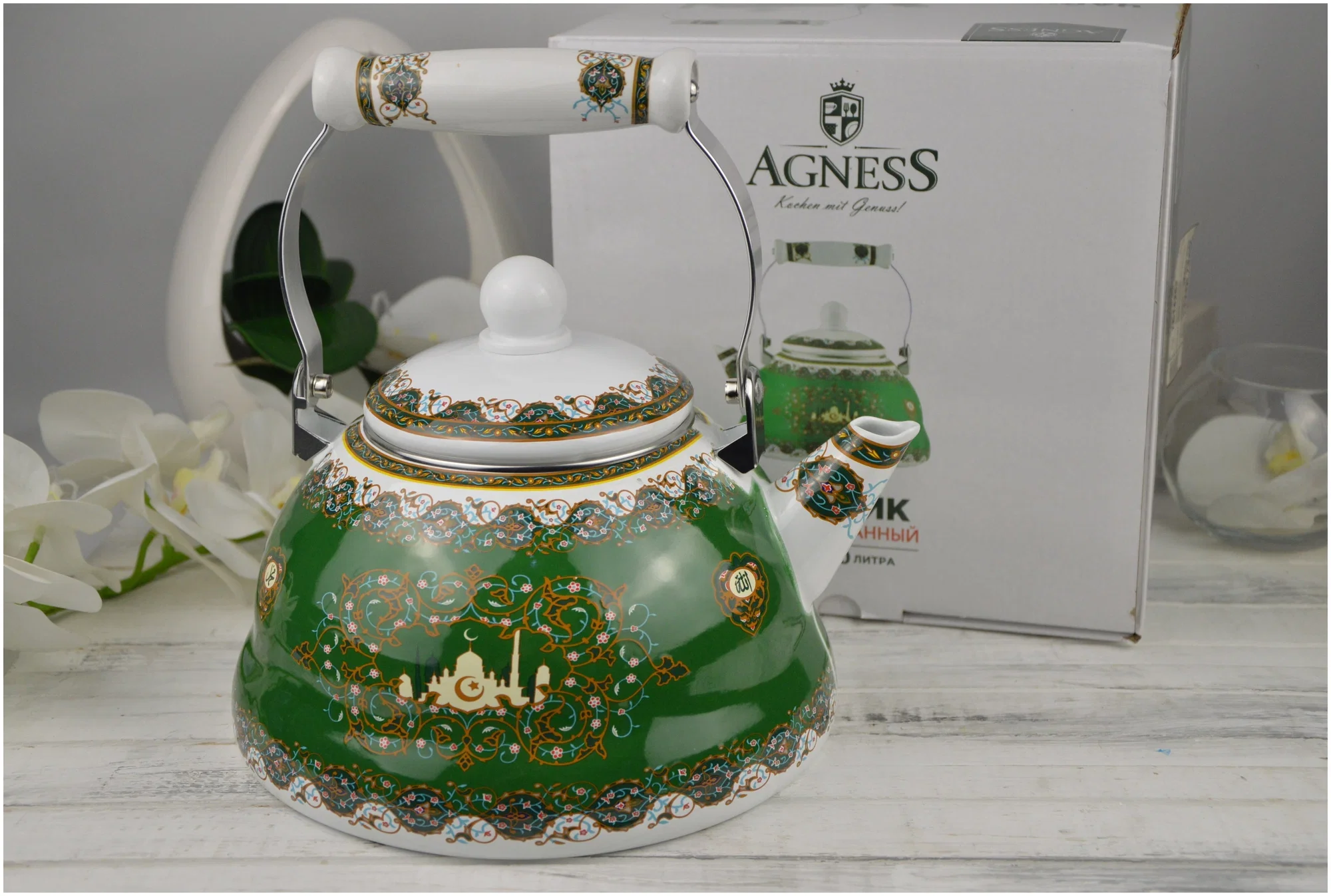 ЧАЙНИК AGNESS ЭМАЛИРОВАННЫЙ, СЕРИЯ СУРА, 3 Л (КОР=8ШТ.)