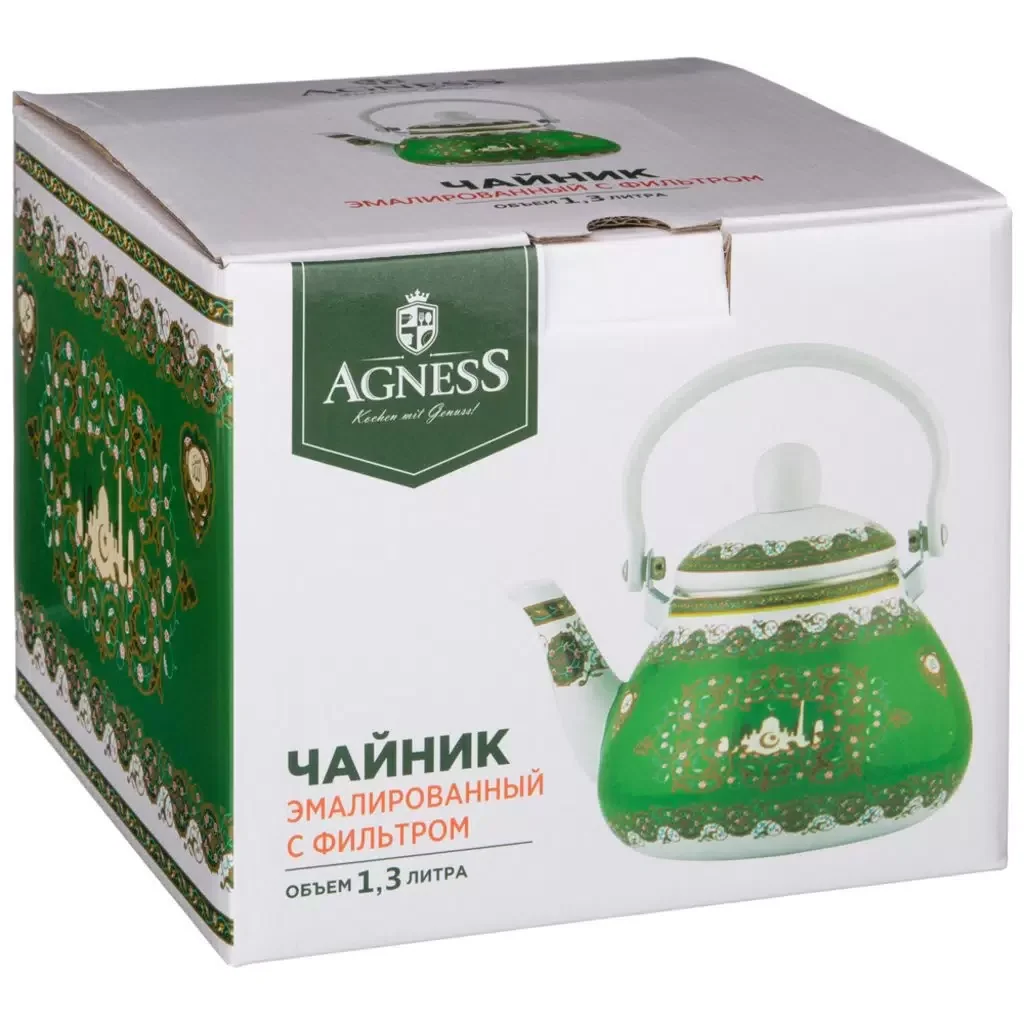 ЧАЙНИК AGNESS ЭМАЛИРОВАННЫЙ, СЕРИЯ СУРА, 3 Л (КОР=8ШТ.)