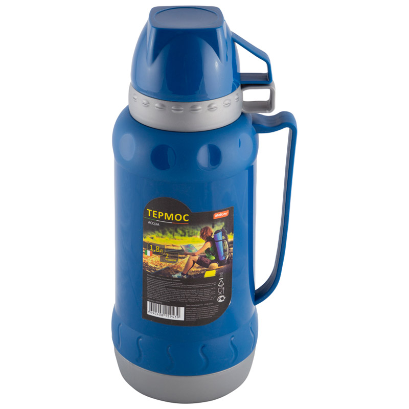 СКР Термос в пластиковом корпусе со стеклянной колбой ACQUA, 1,8 л (2 чашки)