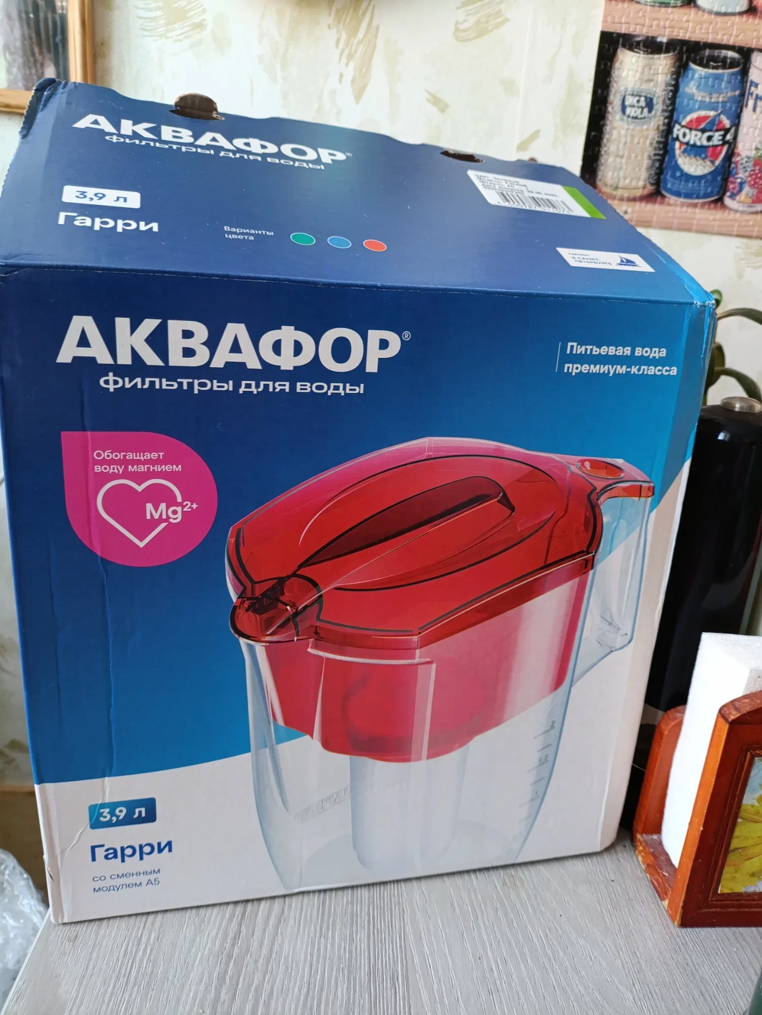 Фильтр для воды Аквафор Гарри А5  синий, 3,9 л,  0,2 л/мин ресурс 350 л