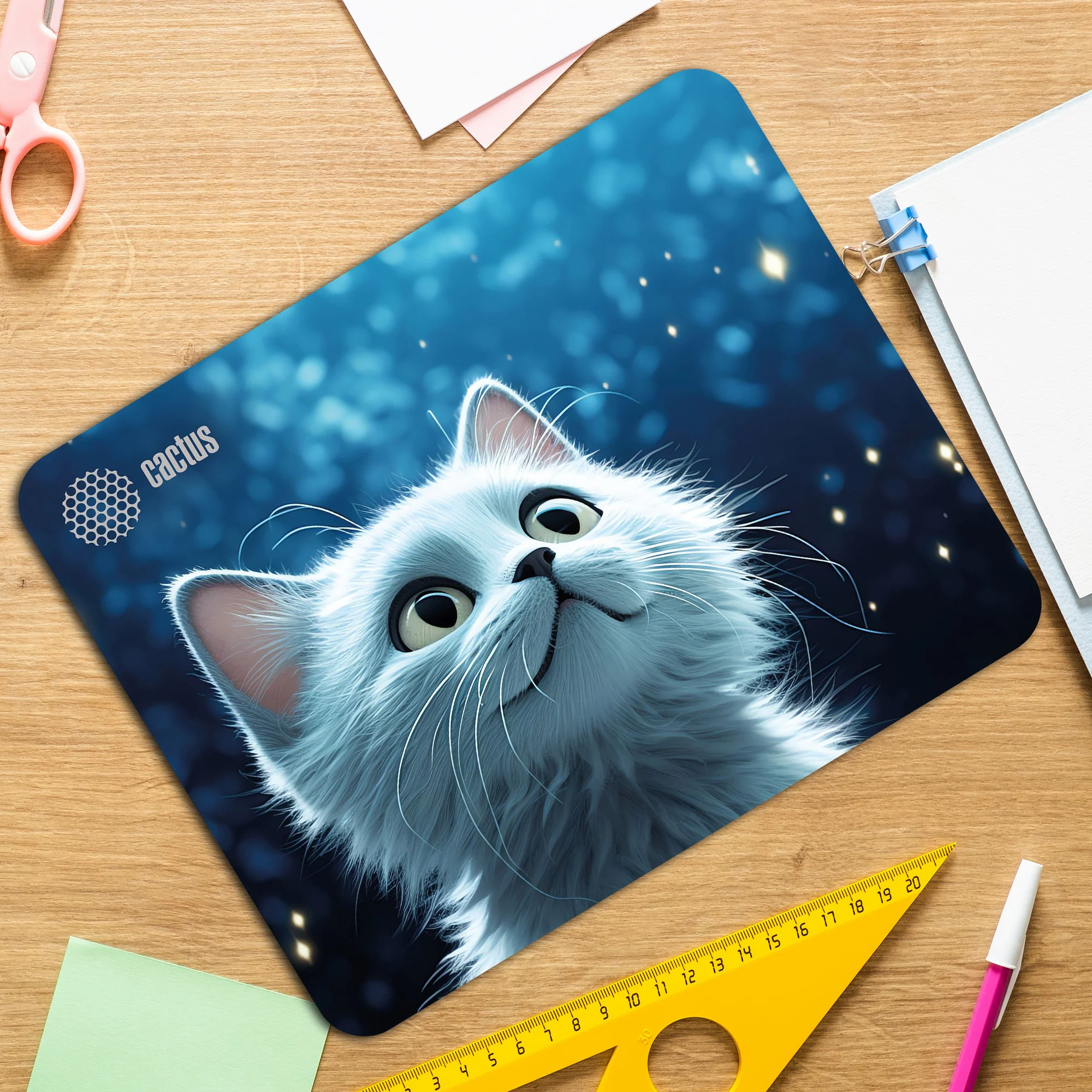 Коврик для мыши Cactus белый Cat 300x250x3мм (CS-MPC-D11M)