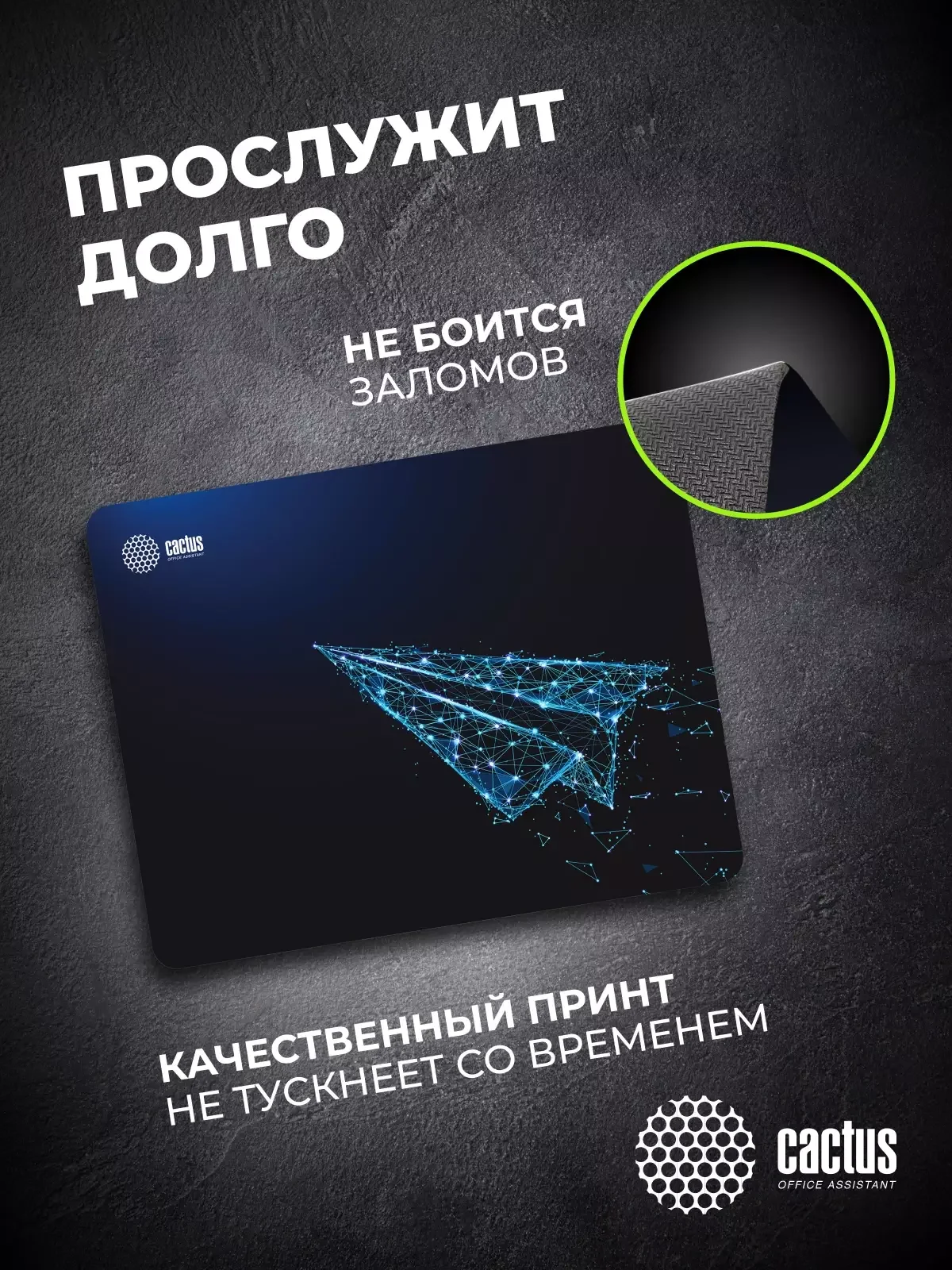 Коврик для мыши Cactus черный Cat 250x200x3мм (CS-MPC-D09S)