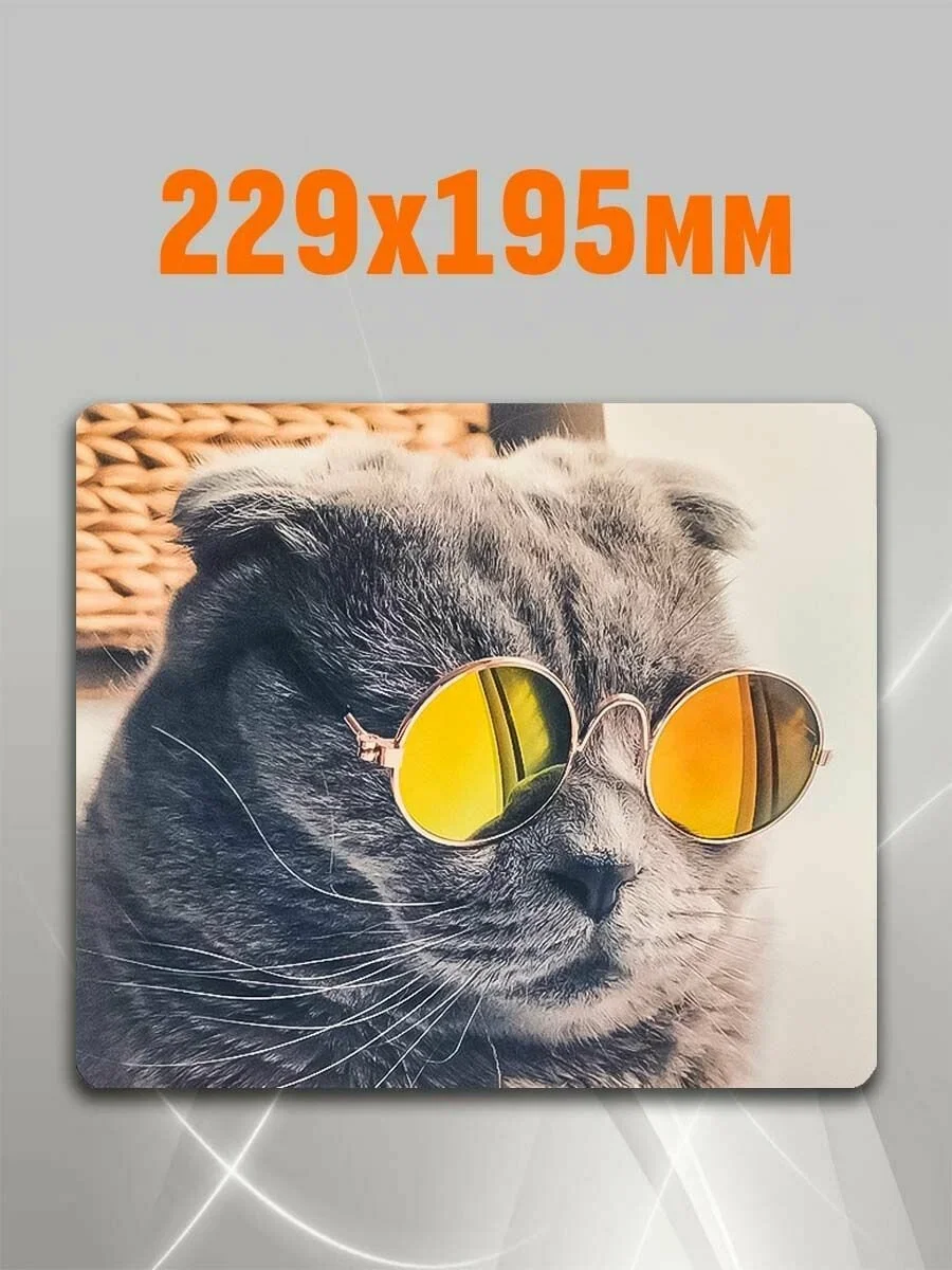 Коврик для мыши Gembird MP-ART39, "кот в очках", 250х200х2мм, ткань/резина, пакет