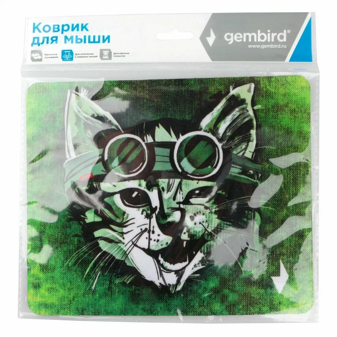 Коврик для мыши Gembird MP-ART39, "кот в очках", 250х200х2мм, ткань/резина, пакет