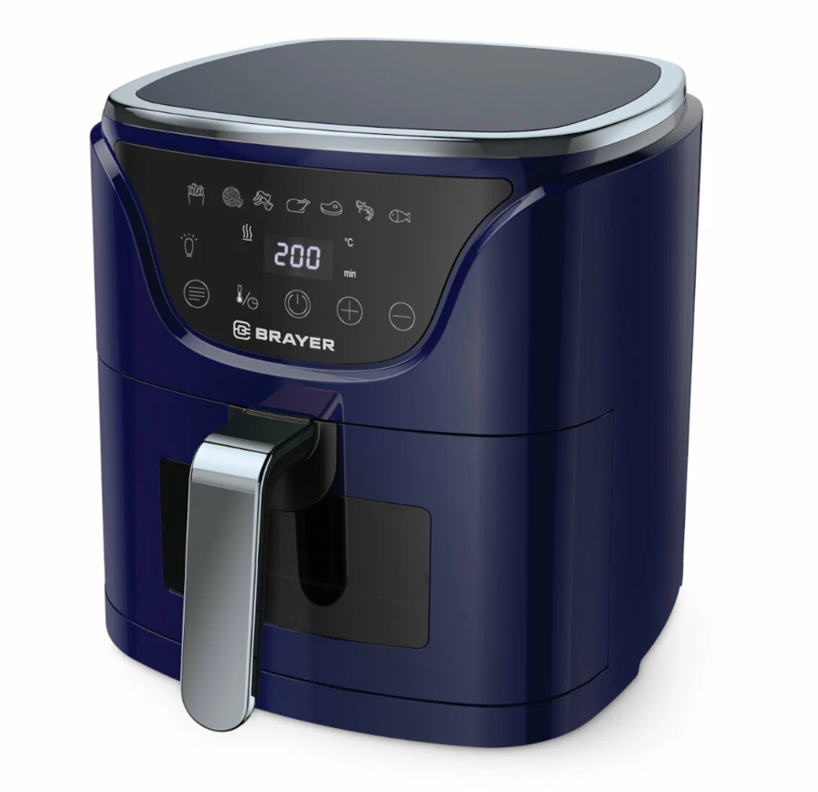 Аэрогриль BRAYER BR2036,1500 Вт,5 л, t. 200С, съемная решетка, таймер, LCD-дисплей, 7 программ