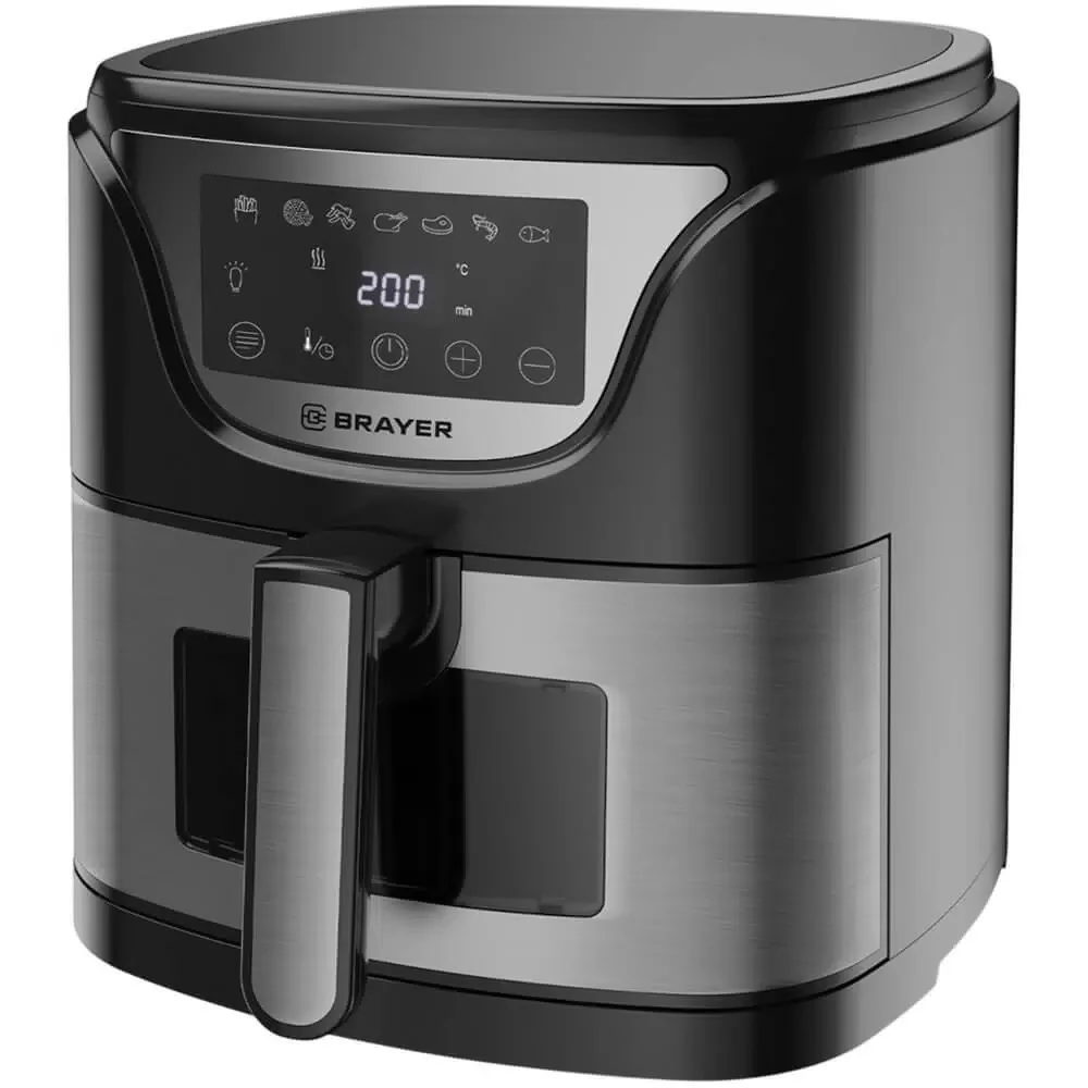 Аэрогриль BRAYER BR2037,1500 Вт,5 л, t. 200С, съемная решетка, таймер, LCD-дисплей, 7 программ