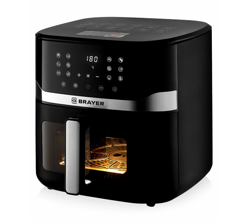 Аэрогриль BRAYER BR2040, 1800 Вт,10 л, t. 200С, съемная решетка, таймер, LCD-дисплей, 12 программ
