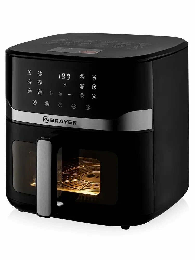 Аэрогриль BRAYER BR2040, 1800 Вт,10 л, t. 200С, съемная решетка, таймер, LCD-дисплей, 12 программ