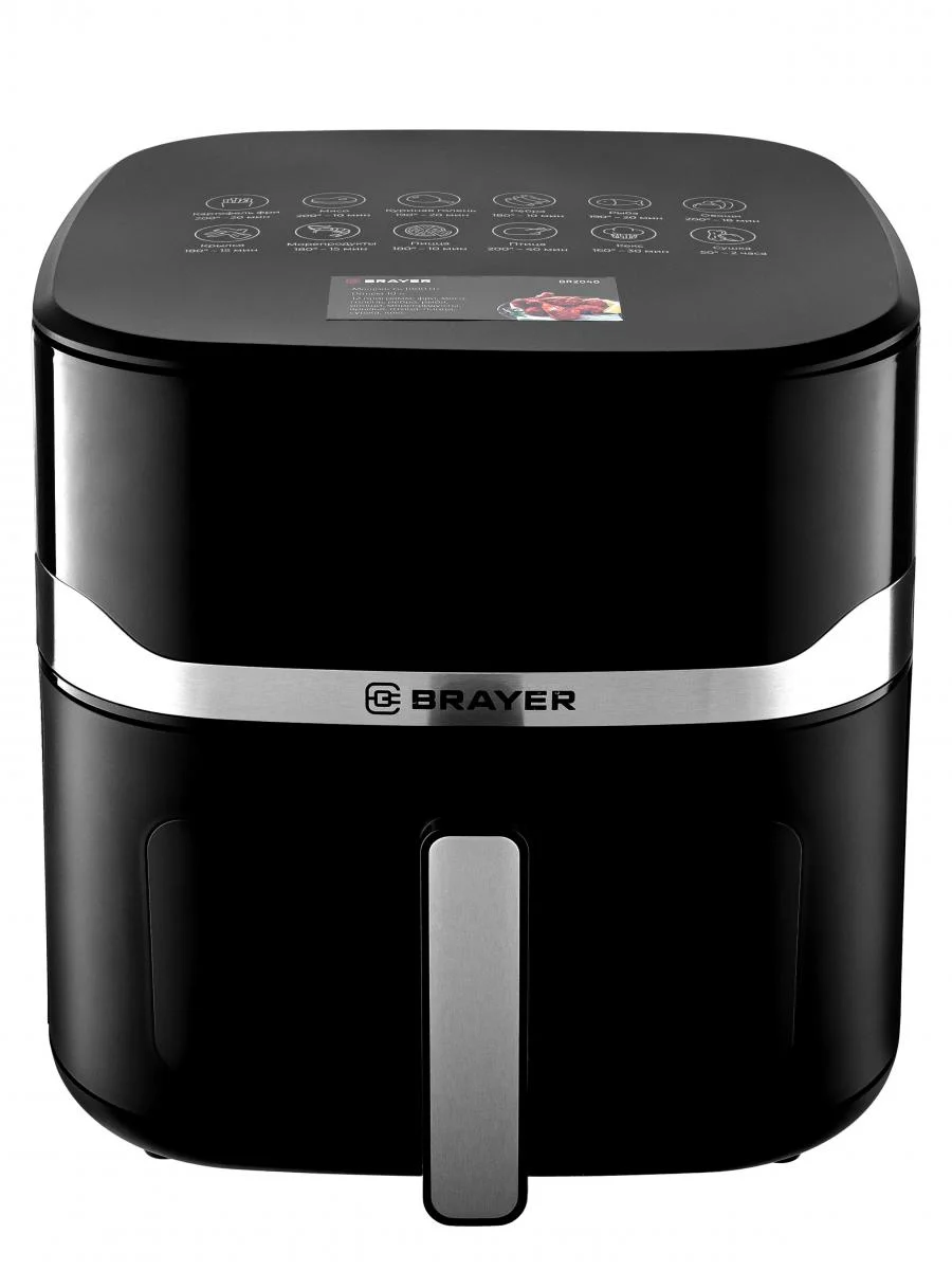 Аэрогриль BRAYER BR2040, 1800 Вт,10 л, t. 200С, съемная решетка, таймер, LCD-дисплей, 12 программ