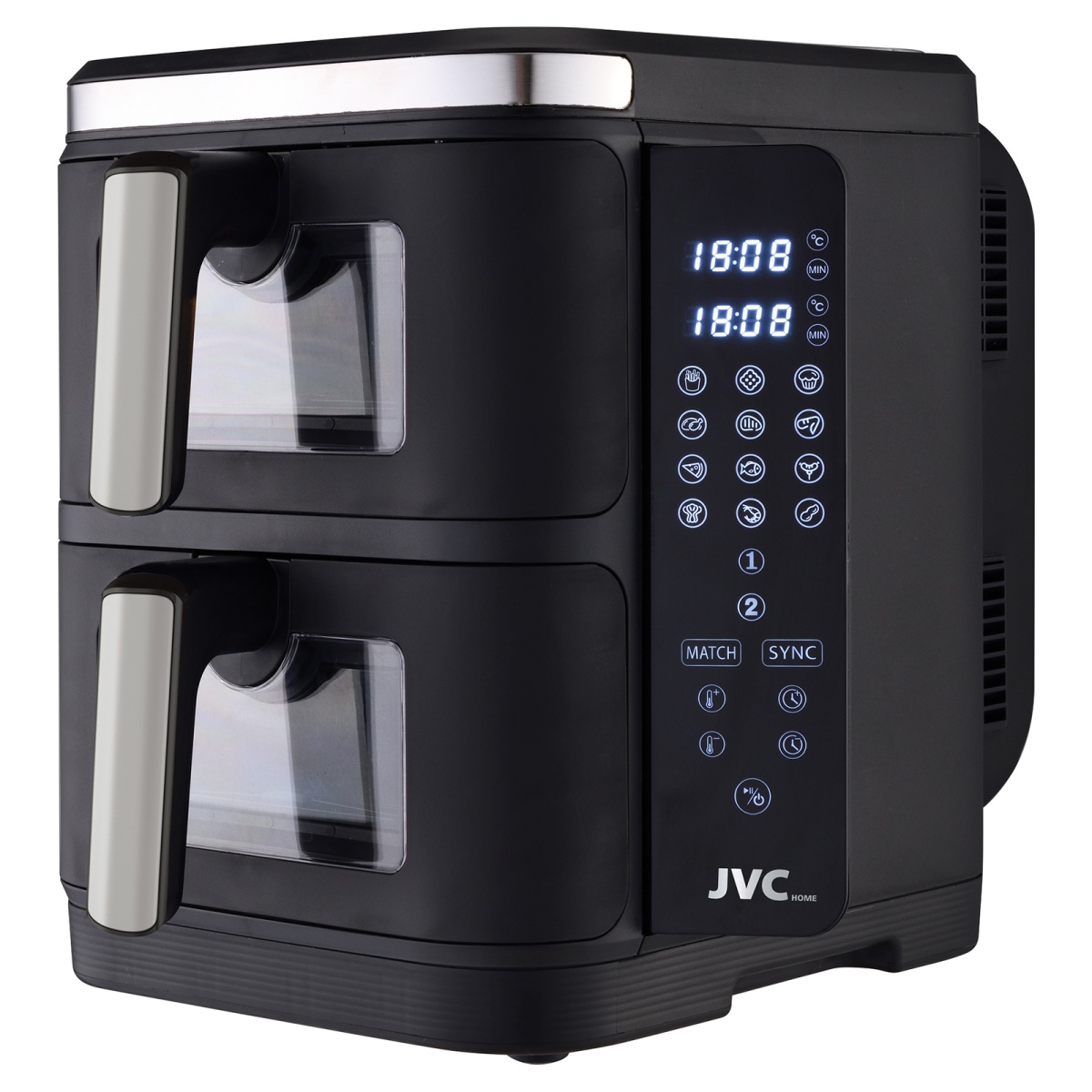 Аэрогриль jvc JK-MB105, 3400Вт,12л (2чаши×6 л),12пр,сенс. дисп.,таймер