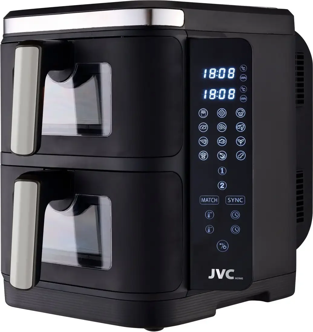 Аэрогриль jvc JK-MB105, 3400Вт,12л (2чаши×6 л),12пр,сенс. дисп.,таймер
