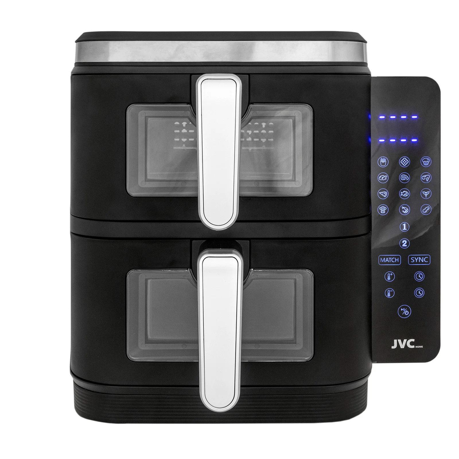 Аэрогриль jvc JK-MB105, 3400Вт,12л (2чаши×6 л),12пр,сенс. дисп.,таймер