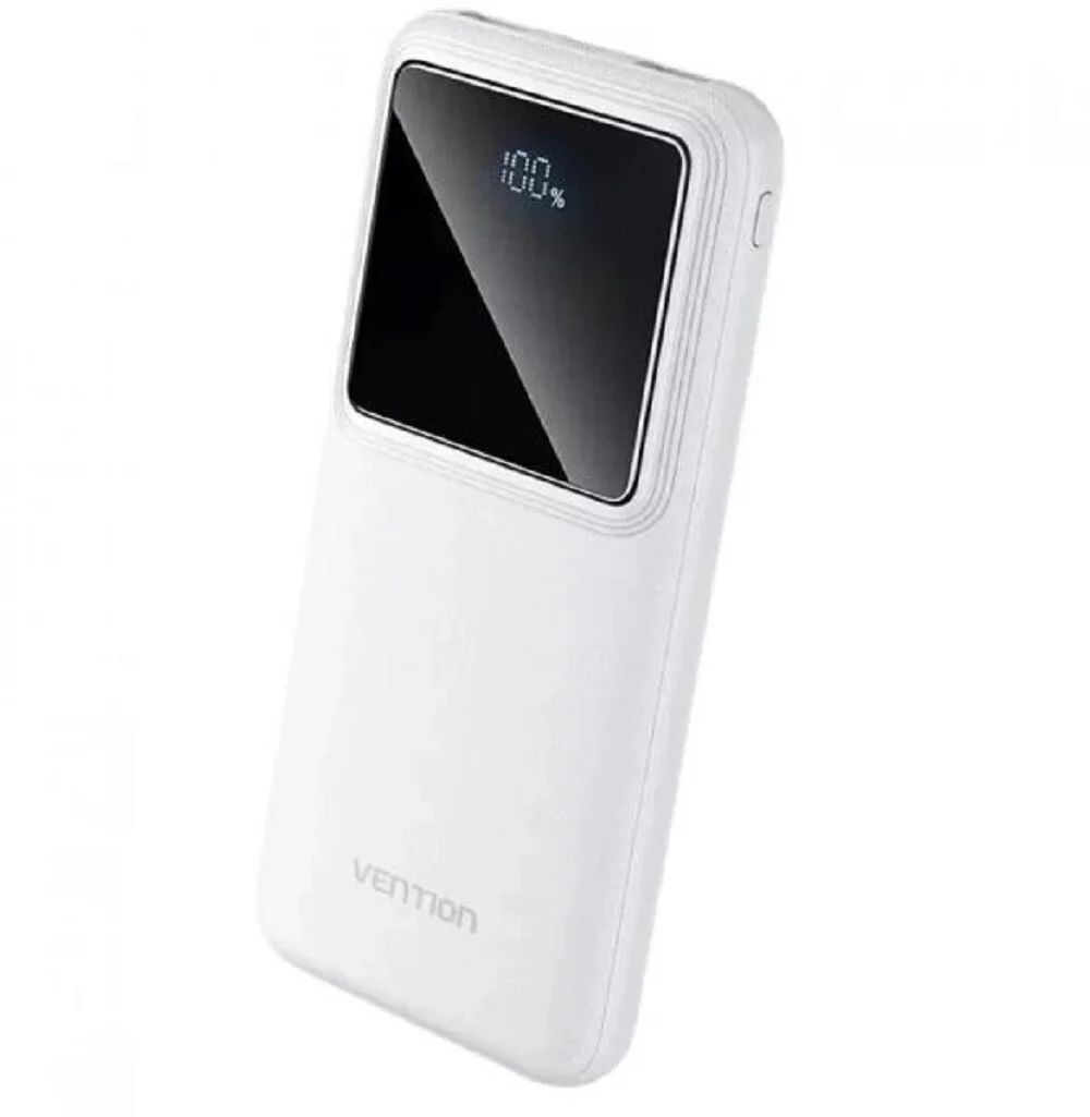 Портативный аккумулятор Vention 10000mAh(M/C-A/A)22.5W белый с LED Дисплеем