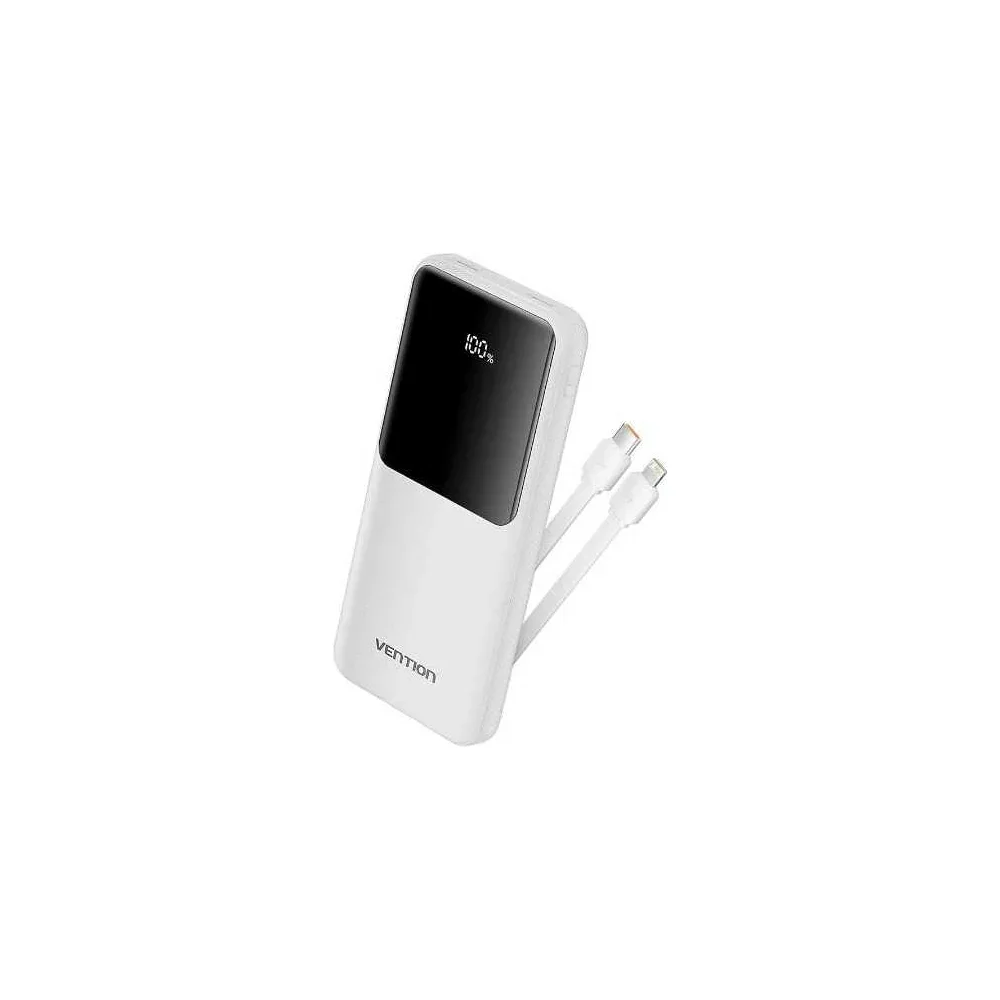 Портативный аккумулятор Vention 10000mAh(M/C-A/A)22.5W белый с LED Дисплеем