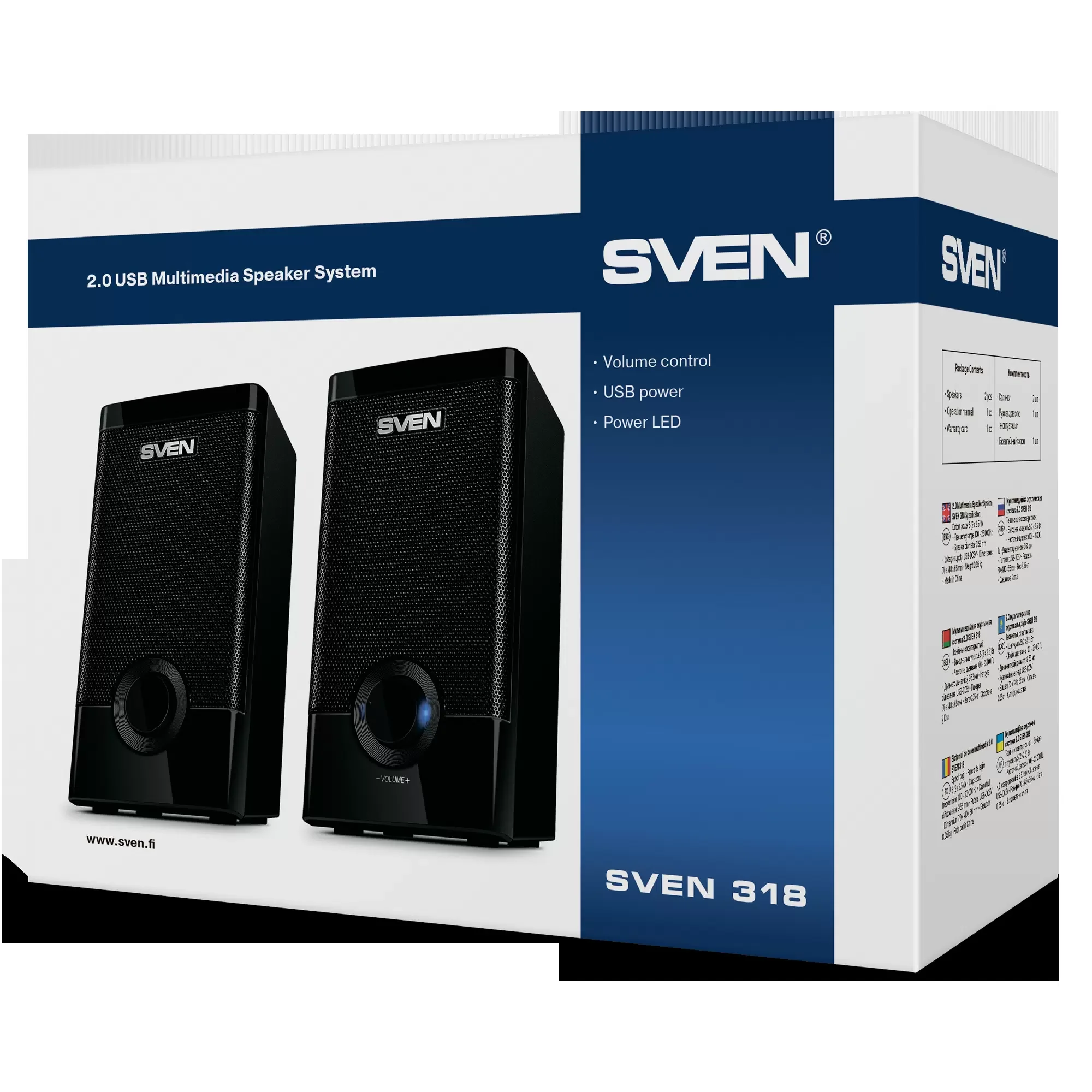 SVEN 318, чёрный, акустическая система 2.0 (USB, мощность 2x2.5 Вт(RMS))