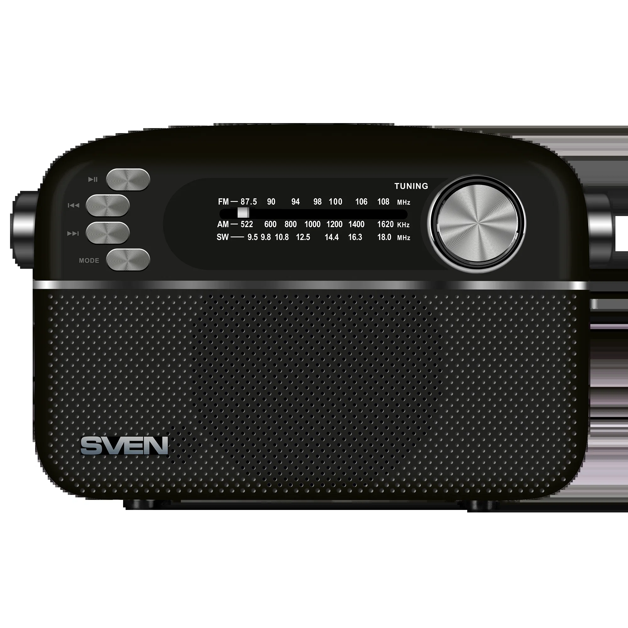 SVEN SRP-505, черный (3 Вт, Bluetooth, FM/AM/SW, USB, microSD, AUX, встроенный аккумулятор)