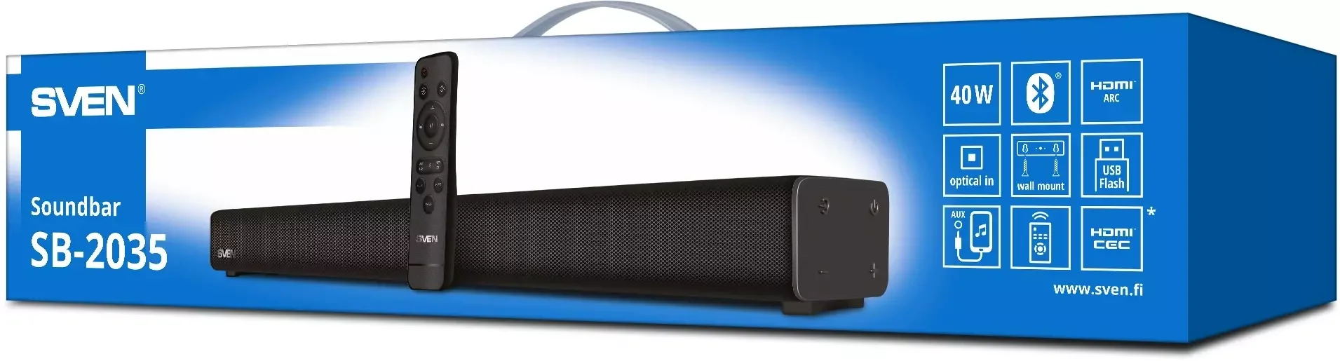 SVEN Саундбар SB-2035, черный (40 Вт, Bluetooth, HDMI, ПДУ, Optical, USB)
