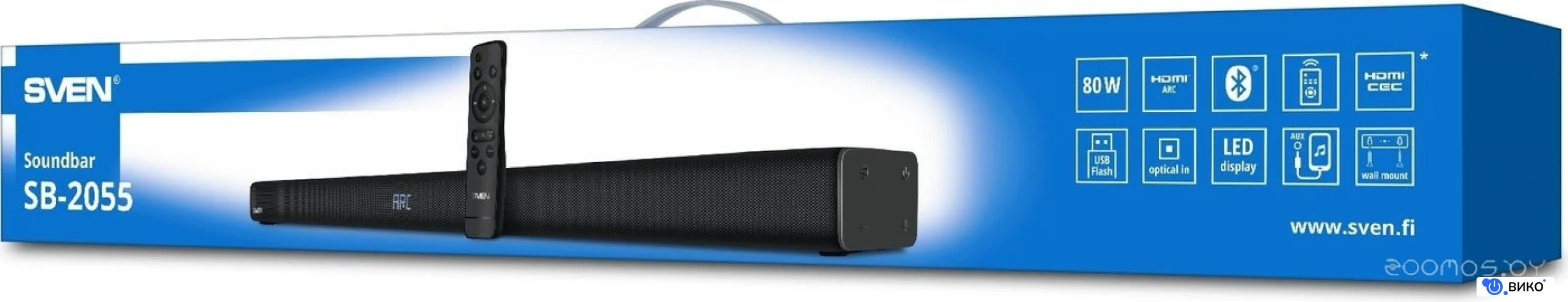 SVEN Саундбар SB-2055, черный (80 Вт, Bluetooth, HDMI, ПДУ, Optical, USB, дисплей)