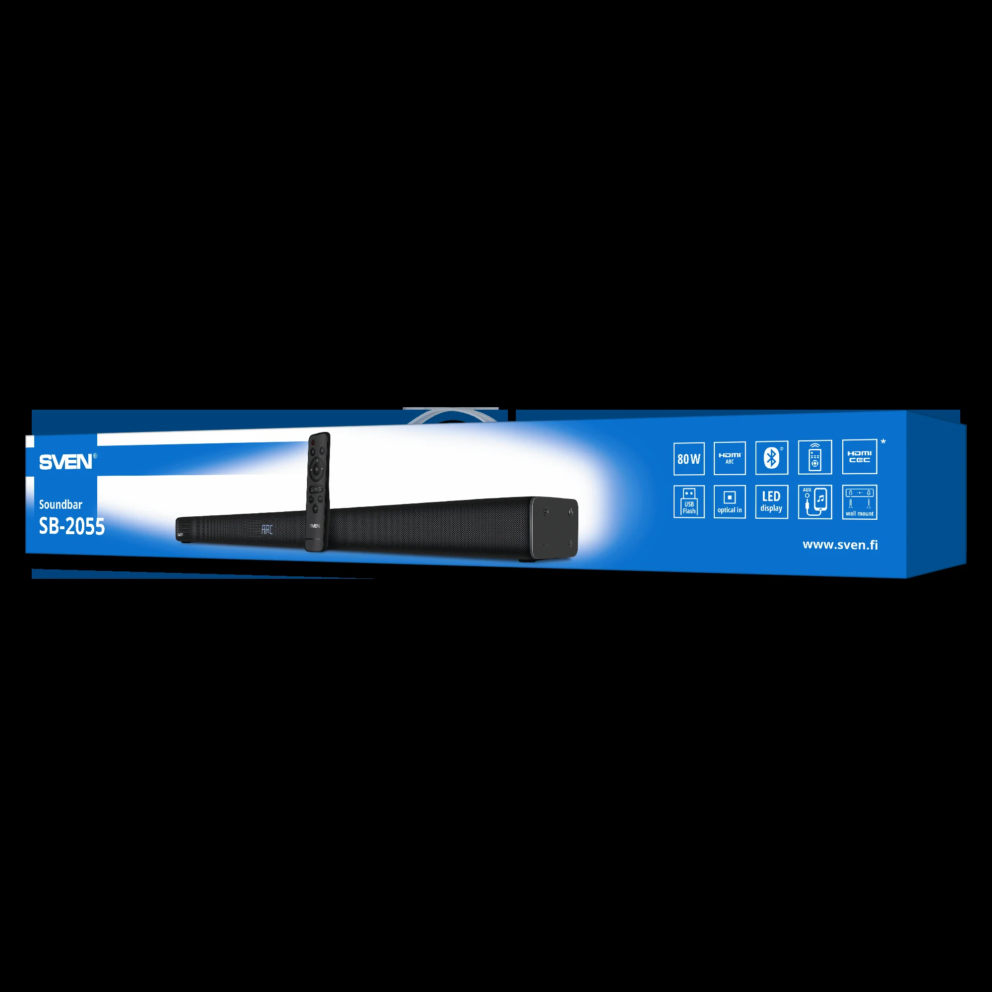 SVEN Саундбар SB-2055, черный (80 Вт, Bluetooth, HDMI, ПДУ, Optical, USB, дисплей)