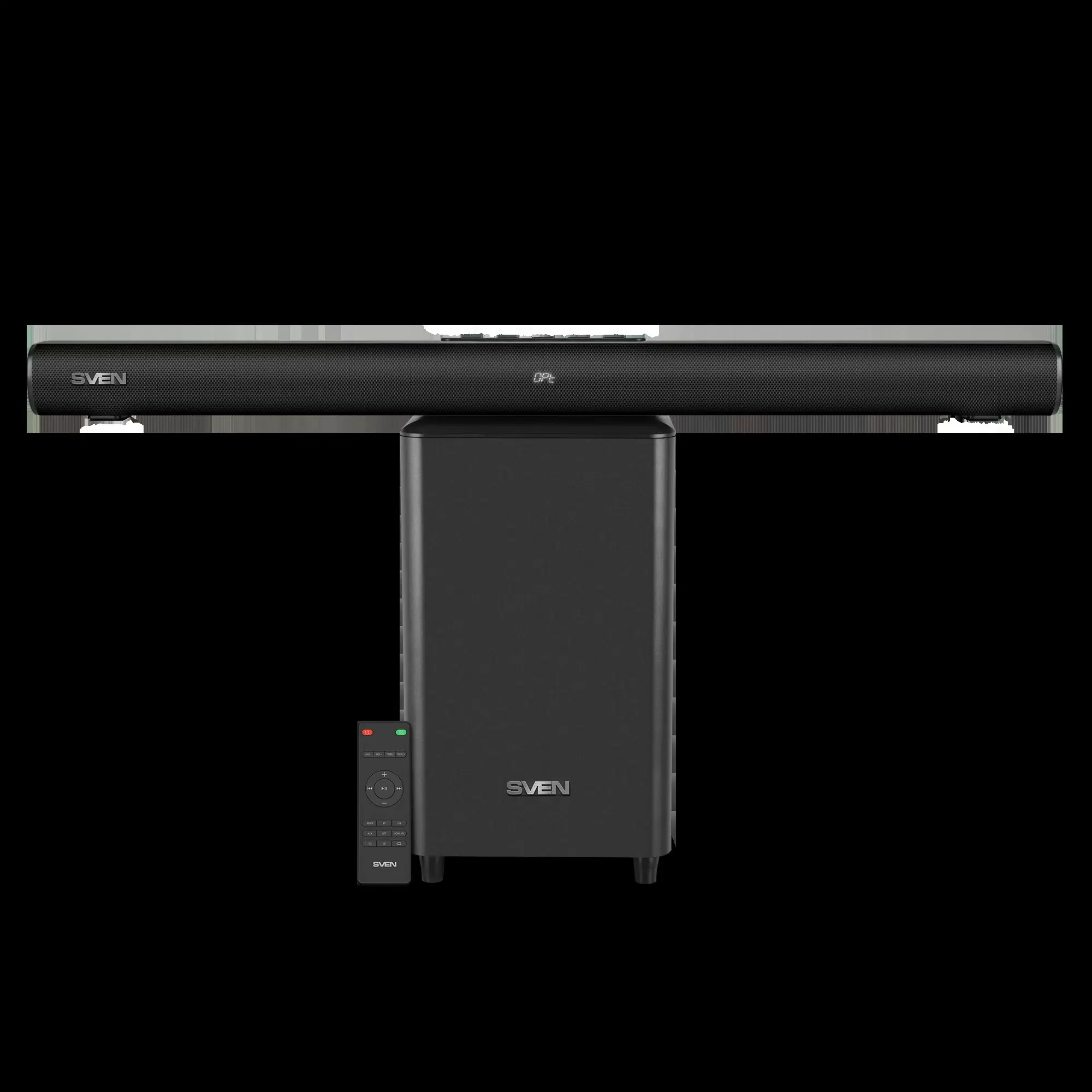 SVEN Саундбар SB-2200D, черный (300Вт, DD, BT, HDMI, ПДУ, Optical, USB, дисплей, беспроводной сабвуфер)