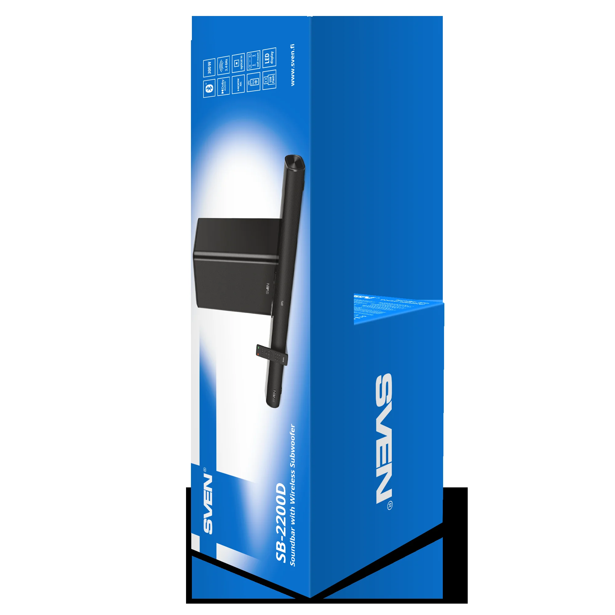 SVEN Саундбар SB-2200D, черный (300Вт, DD, BT, HDMI, ПДУ, Optical, USB, дисплей, беспроводной сабвуфер)