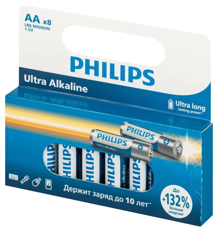 Philips Батарейки LR6P12W/51 АА алкалиновые 1,5v, LR6-12BL Power (12/240/19200). Блистер 12 шт.