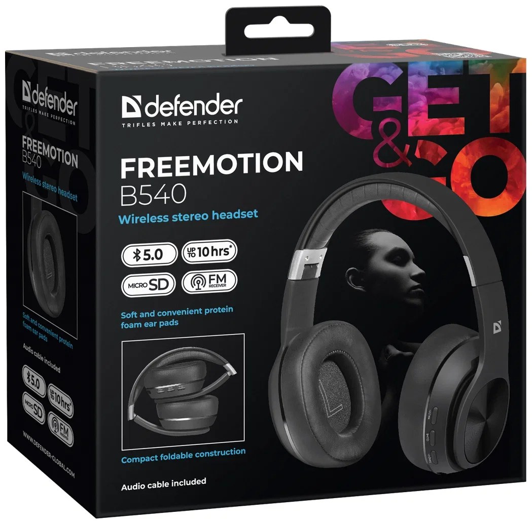 Defender Беспроводная гарнитура FreeMotion B540 черный, Bluetooth
