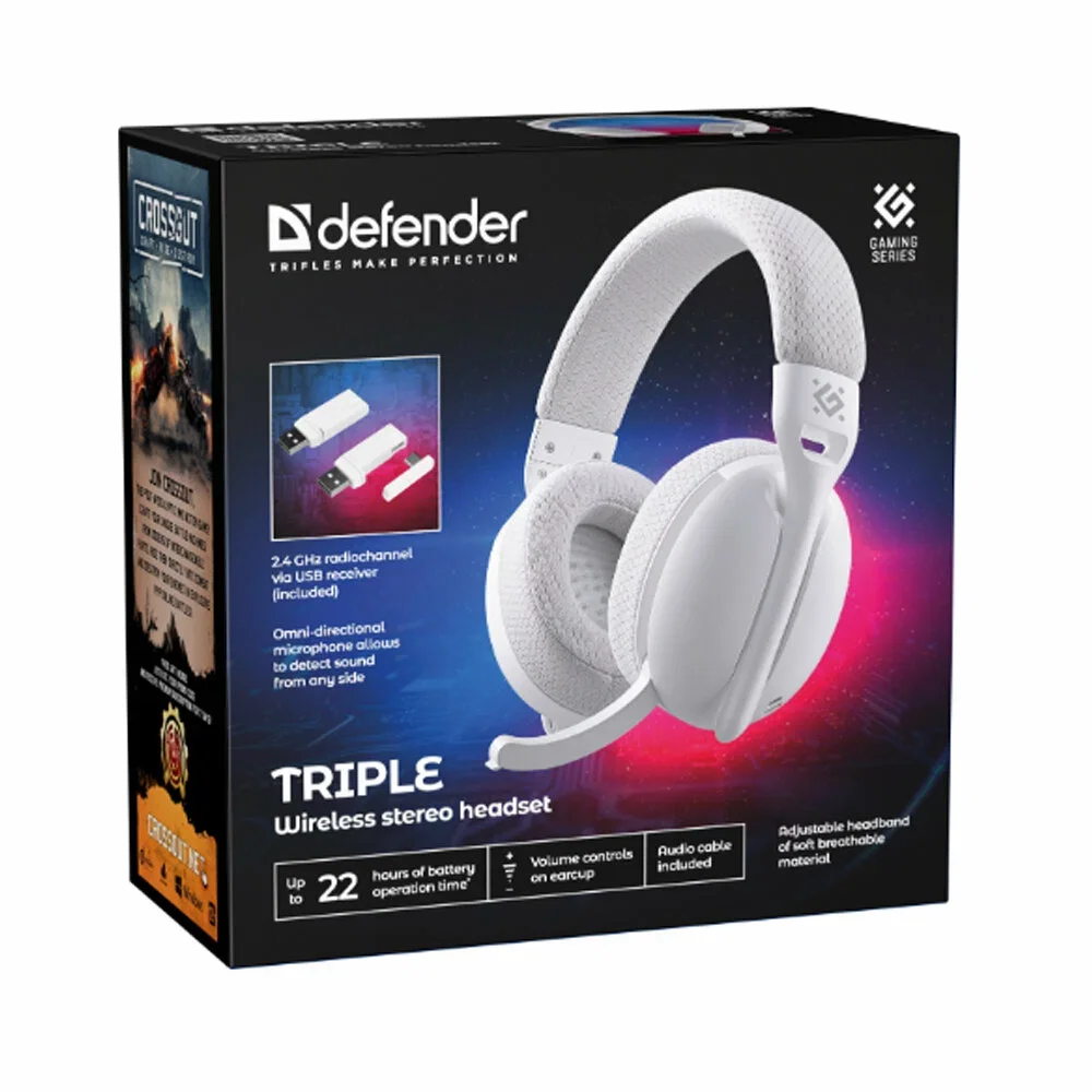 Defender Беспроводная гарнитура Triple BT/2.4G, белый
