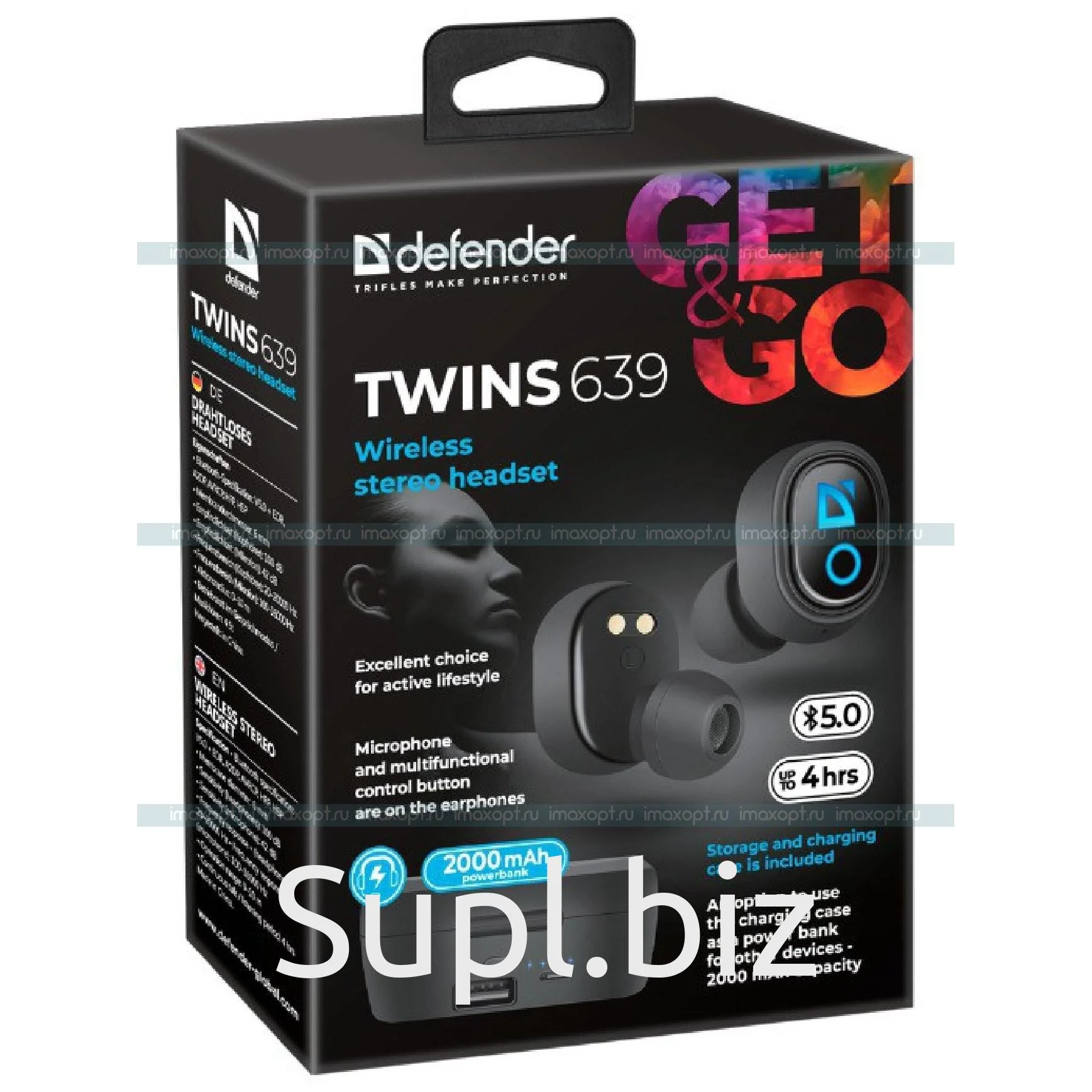 Defender Беспроводная гарнитура Twins 639 черный,TWS, PB, Bluetooth