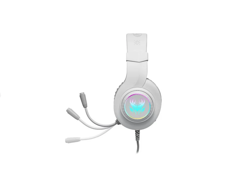 Defender Игровая гарнитура Ghost LED белый, LED, провод 1.8 м.