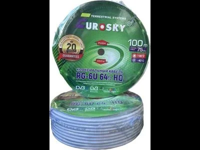 Кабель Eurosky RG-6 (64%) Black SM 100м=1бхт