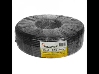 Кабель SELENGA RG6 коаксиальный, PE, черный 100м.1.0mm CCS+FOAM PE+AL-FOIL+48X0.12mm AL+6.6mm