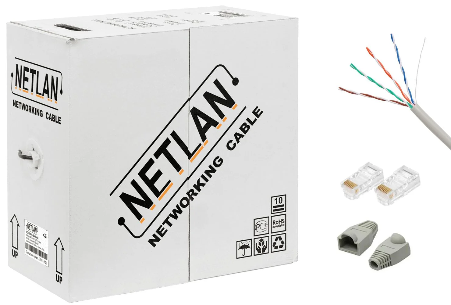Кабель витая пара, биметалл, NETLAN UTP 4x2x0.47 Cat5e, 305м NETLAN